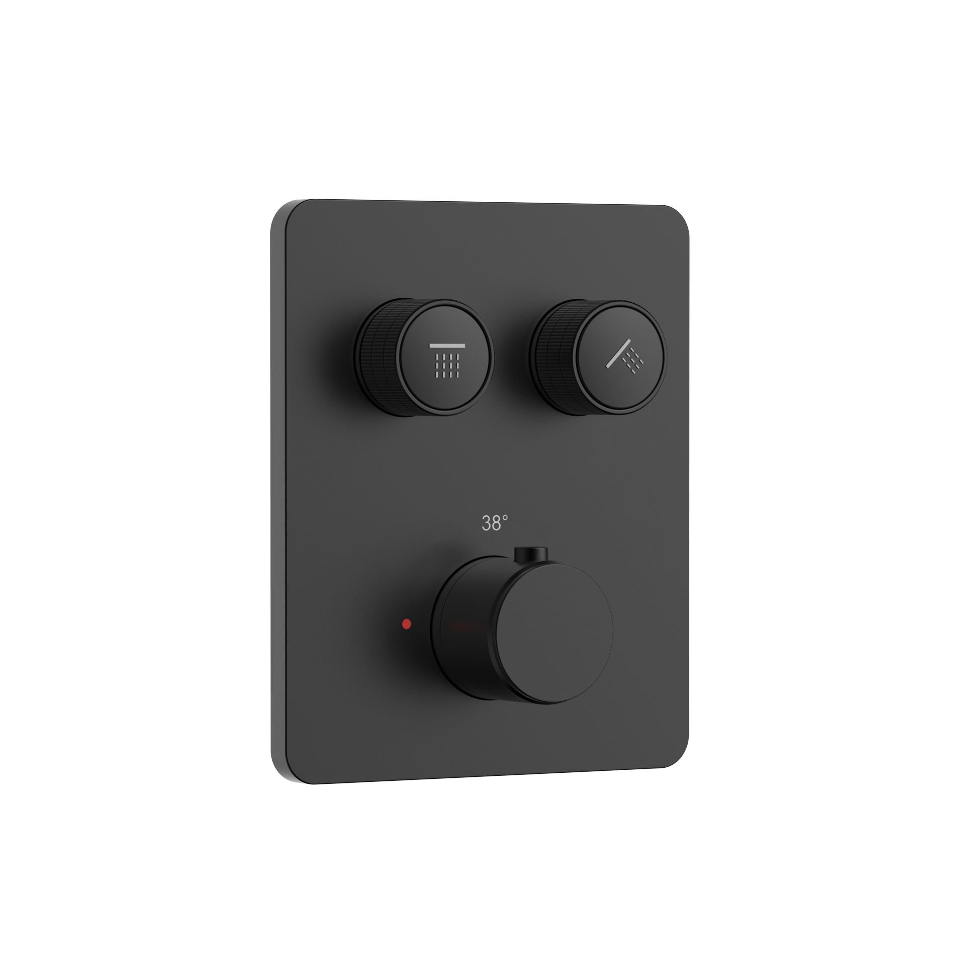 Stria Douchemengkraan - 2 Weg - Thermostatisch - Drukknoppen Met Verfijnde Ribbelstructuur - Met Inbouwbox En Afbouwdeel - Rechthoekig - Mat Zwart (PVD)