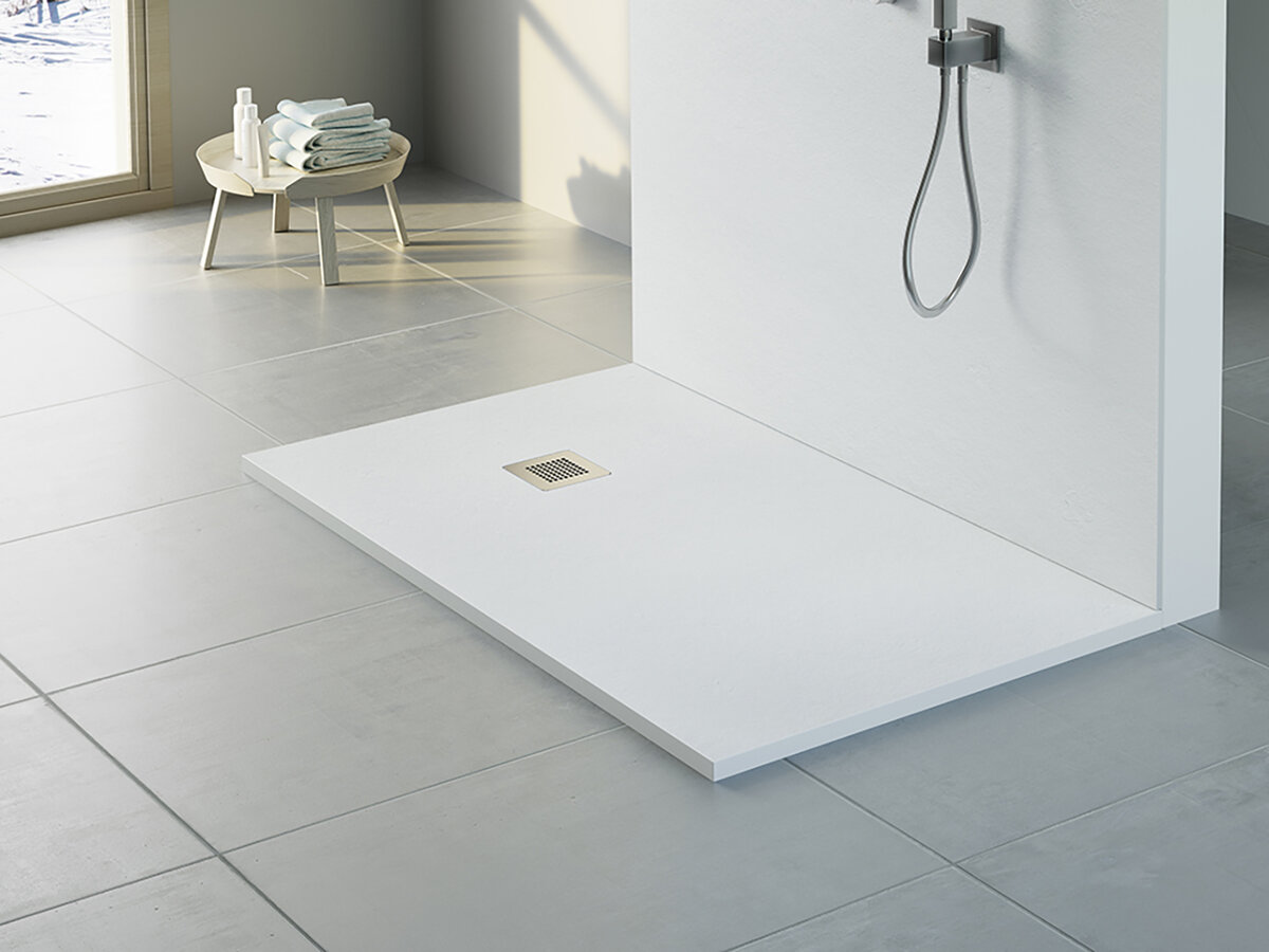 Creavit Aloni Madison Flat Composietsteen Douchebak Wit 120x80x3cm Antislip Inkortbaar