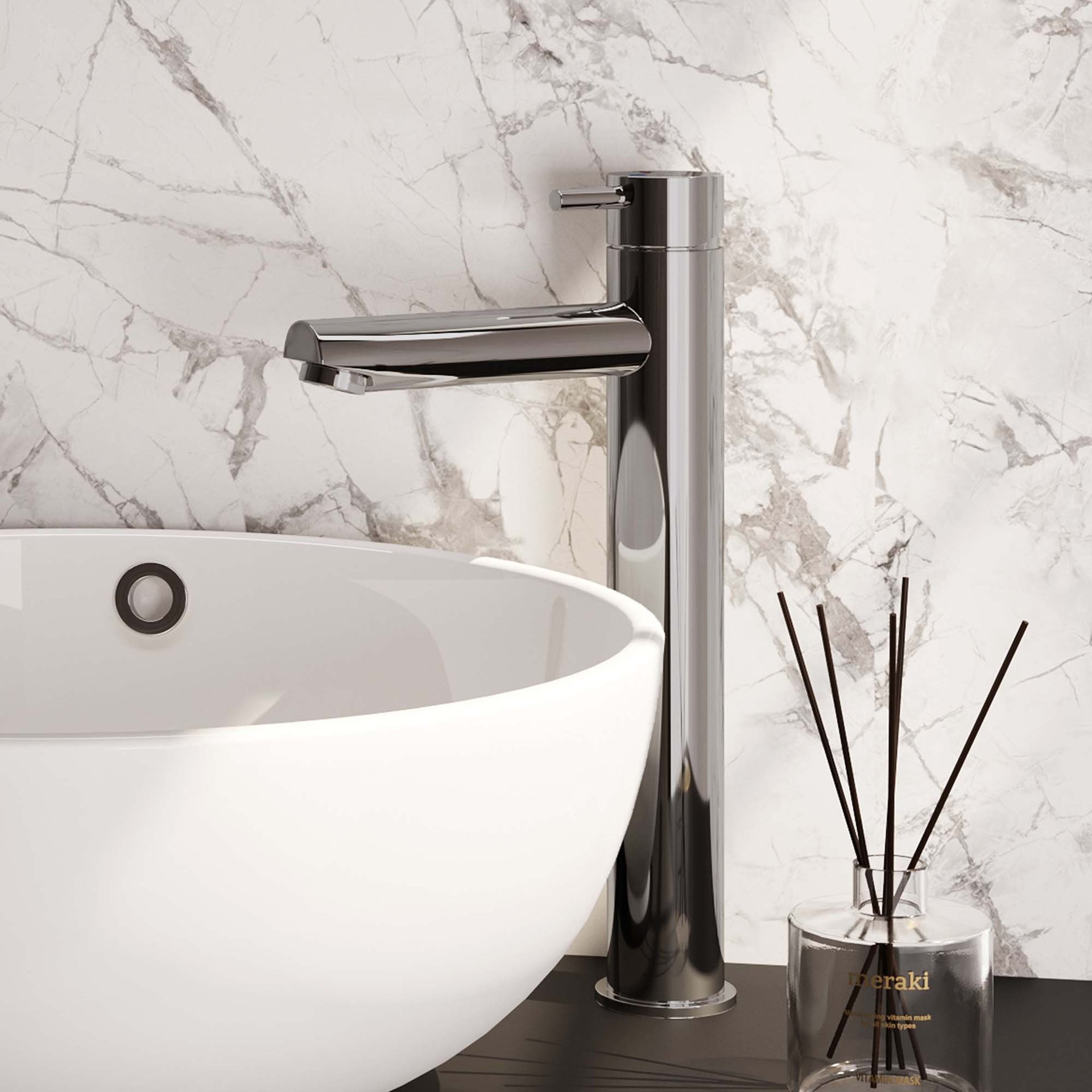 BRAUER Chrome Edition verhoogde opbouw wastafelmengkraan model B chroom