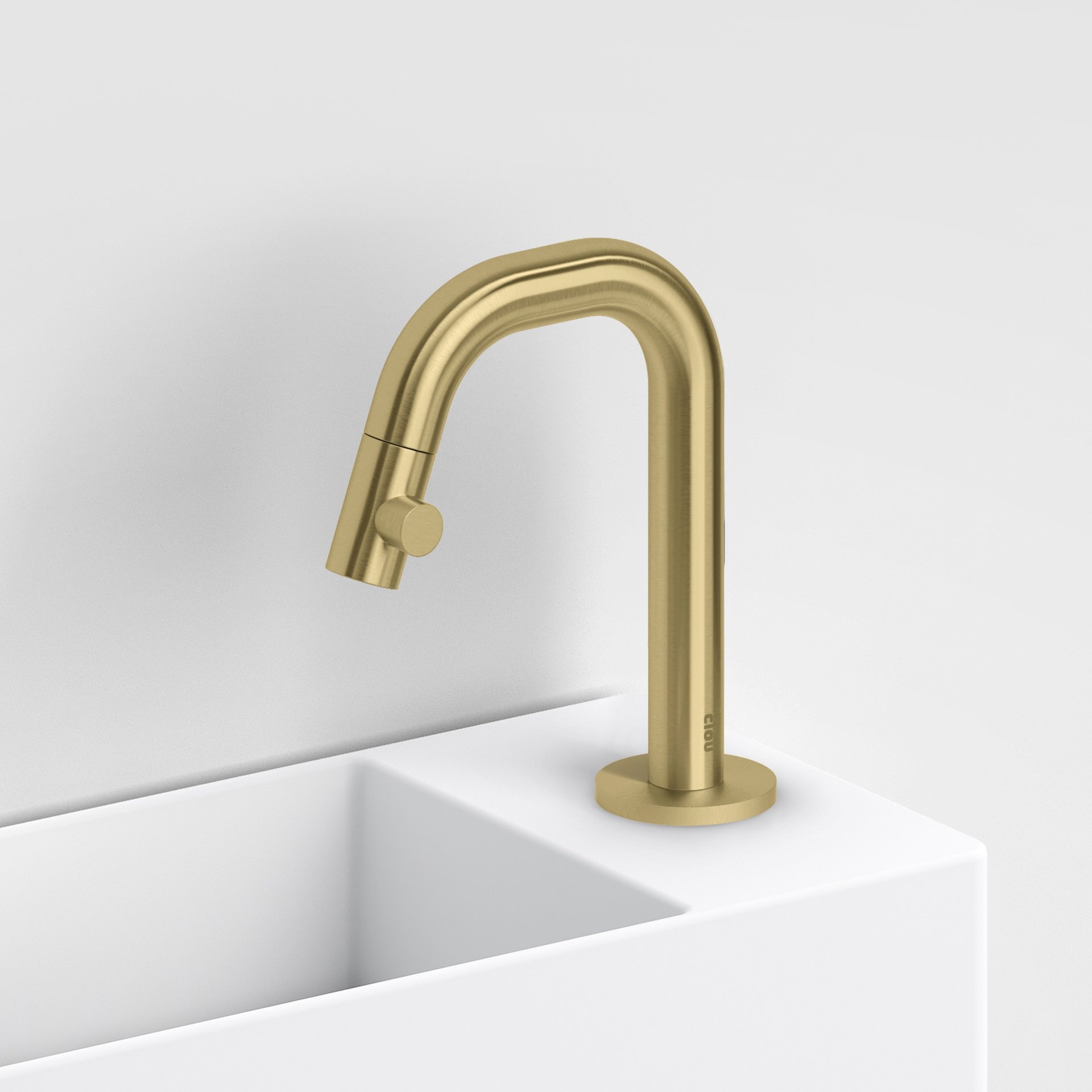 Clou Kaldur Staande Fonteinkraan Rechts Korte Uitloop 4.8x10.6x15.9 cm Geborsteld Goud PVD