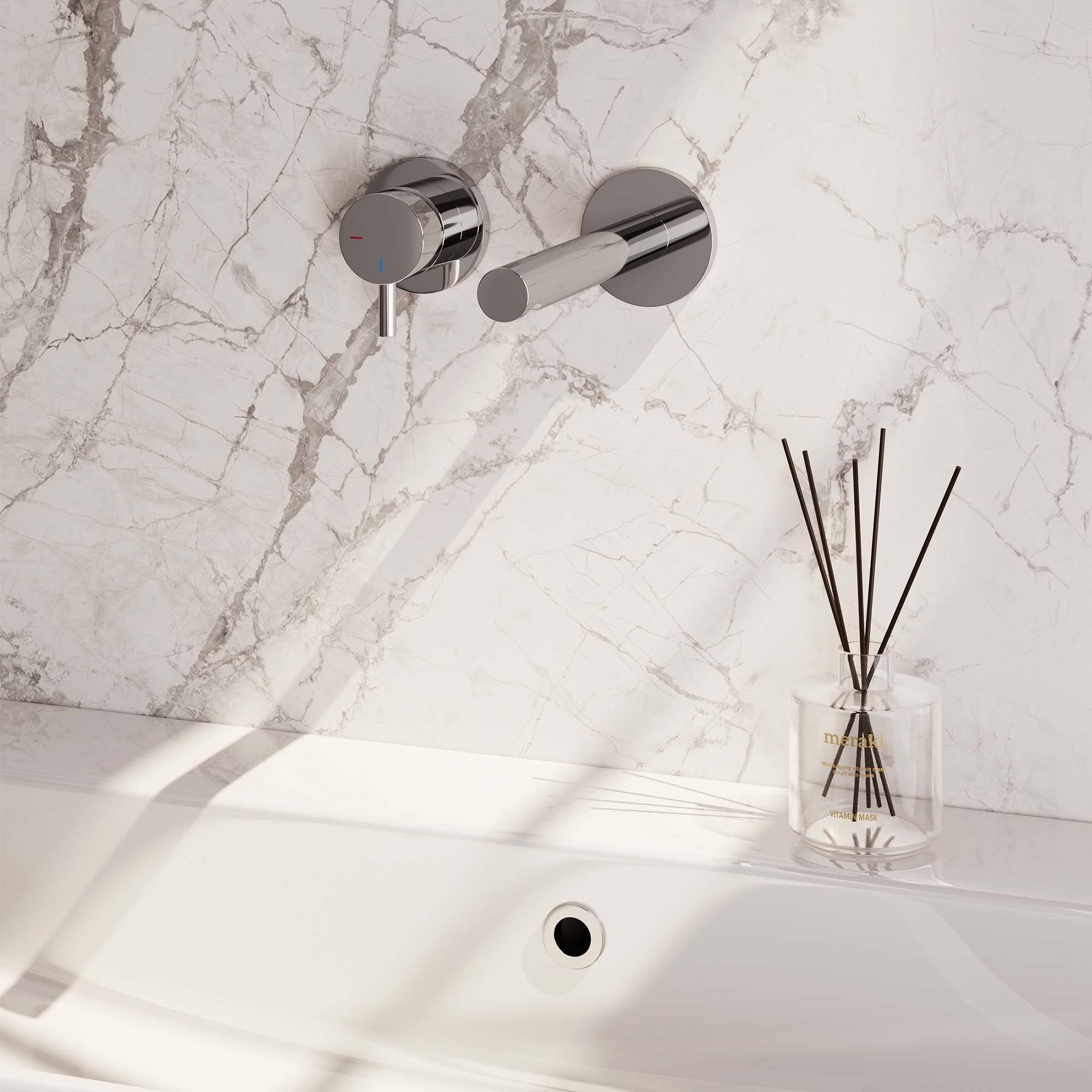 BRAUER Chrome Edition inbouw wastafelmengkraan met rechte uitloop en rozetten model B2 chroom