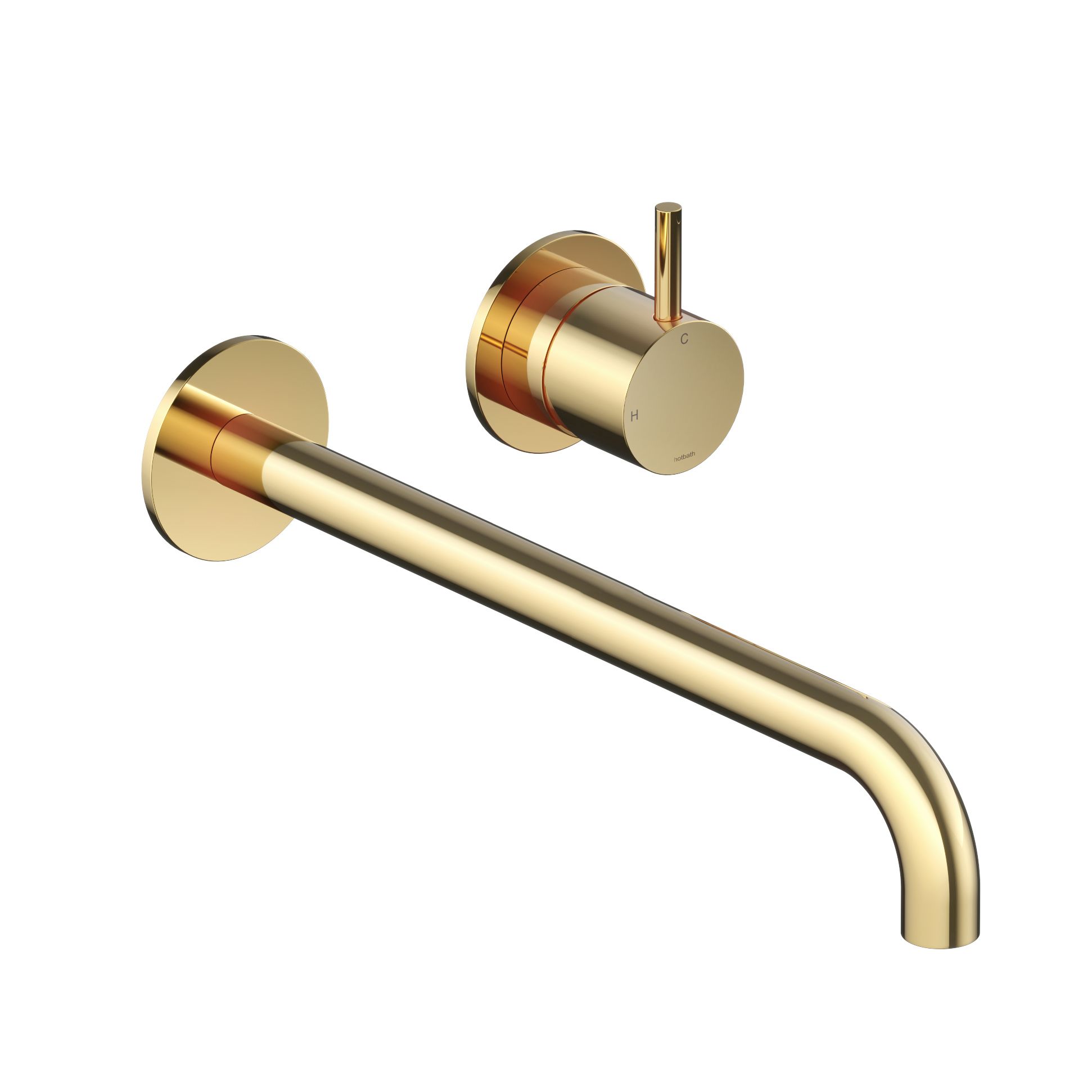 Hotbath Cobber Afbouwdeel - Inbouw Wastafelmengkraan Met 25cm Uitloop En 2 Knoppen Gepolijst Messing - Living Colours
