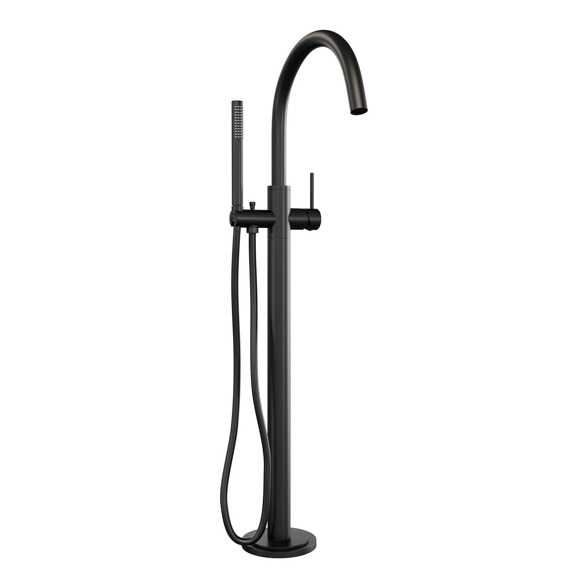 BRAUER Black Edition vrijstaande badmengkraan SET 01 met staaf handdouche en doucheslang mat zwart