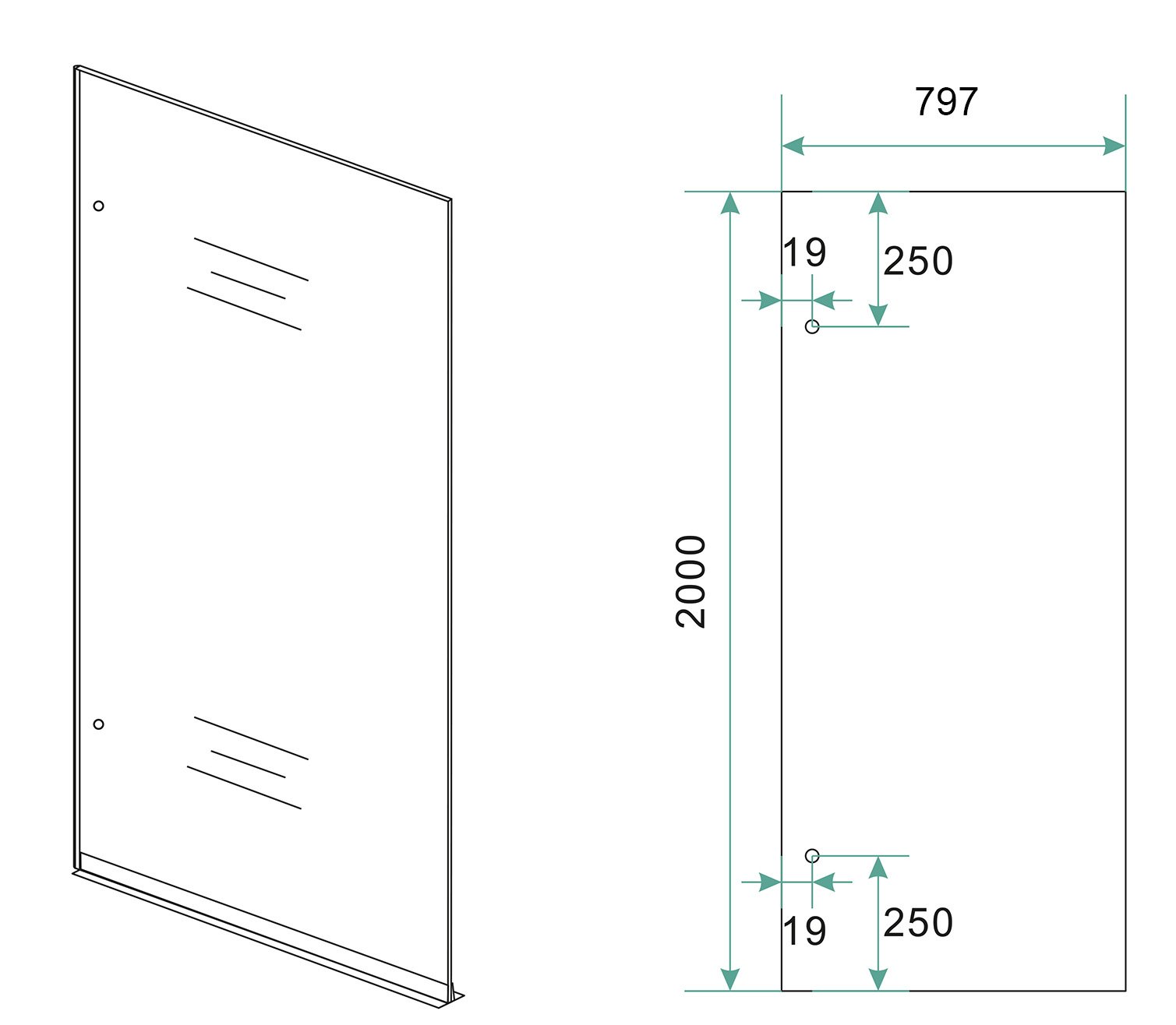Less inloopdouche 800 x 2000 x 8 mm nano vintage brons glas/chroom