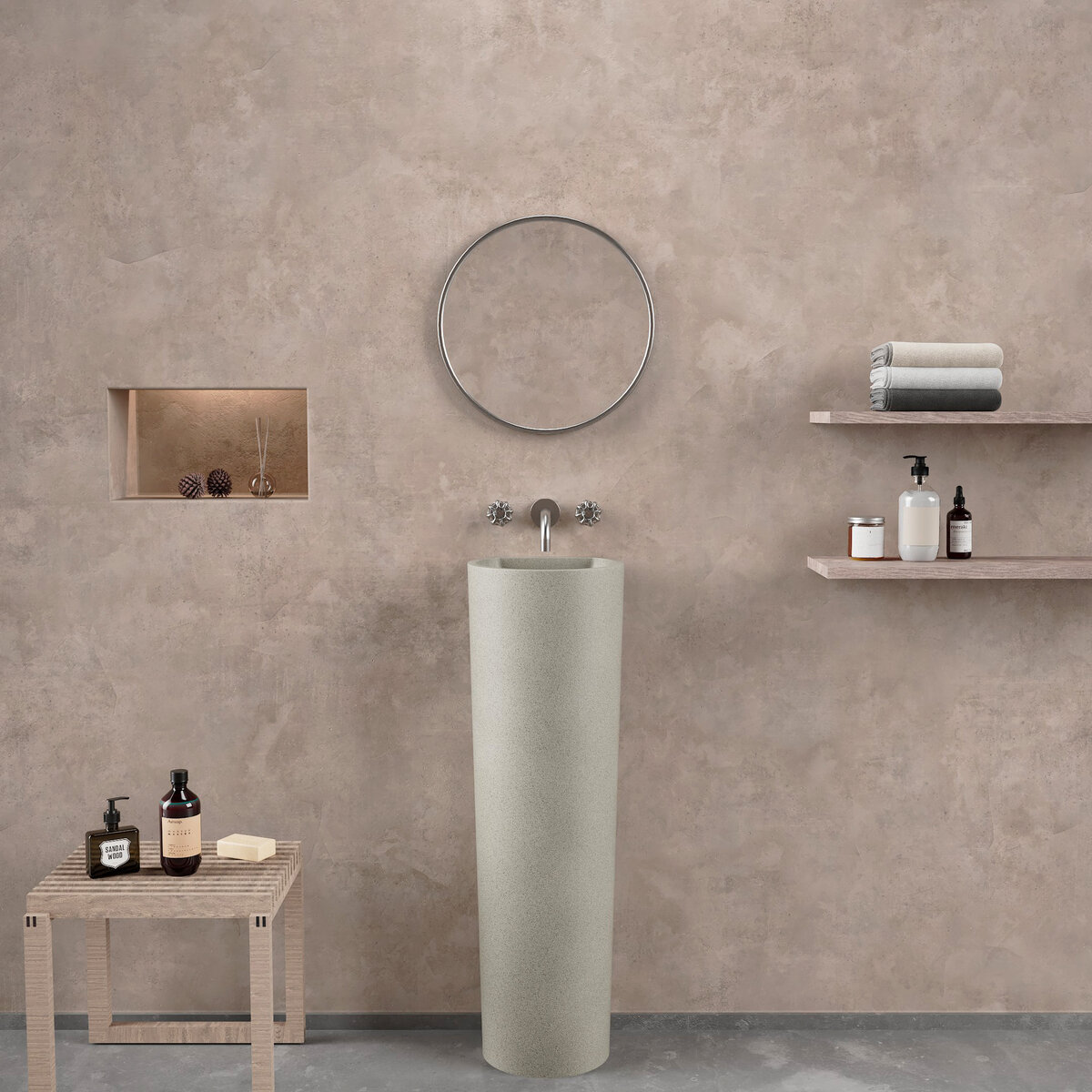 Ideavit Fontein Idea.Evo 28x28x90 cm Rond Beton Grijs