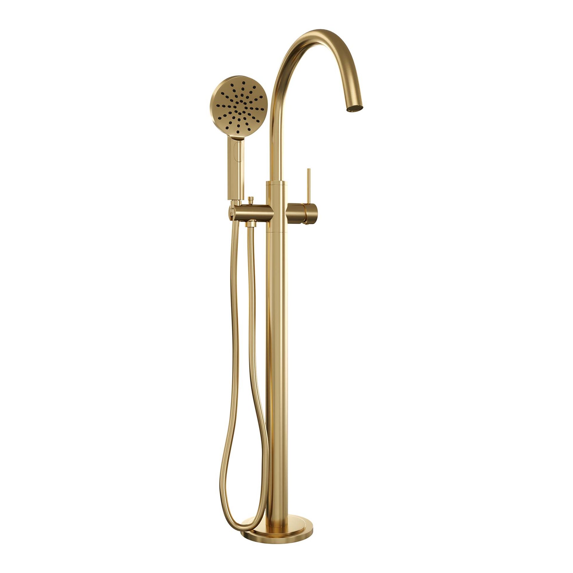 BRAUER Gold Edition vrijstaande badmengkraan SET 02 met 3-standen handdouche en doucheslang goud geborsteld PVD