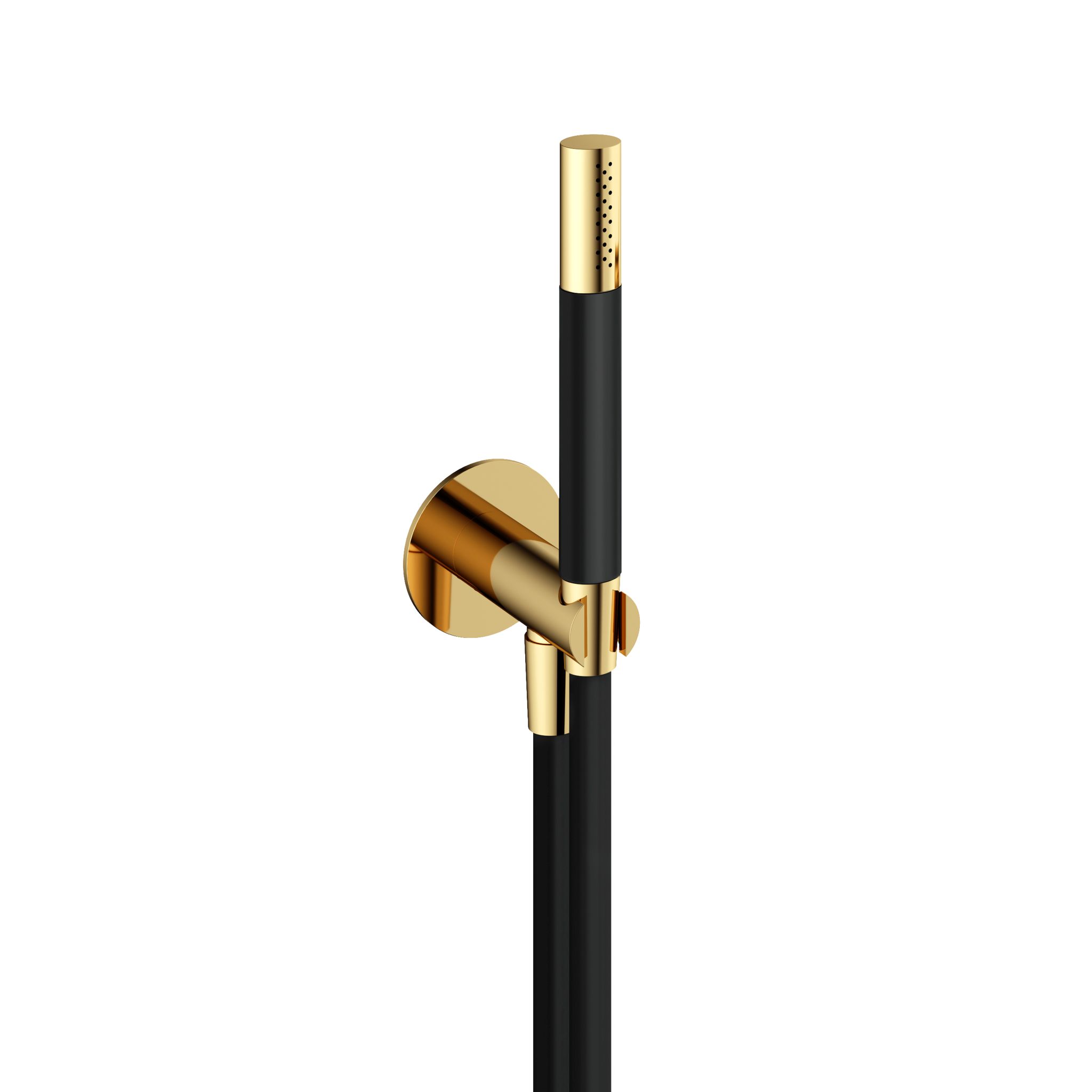 Hotbath Cobber Staafhanddouche Met Wandsteun, Muuruitslaat En Doucheslang 150cm Gepolijst Messing PVD