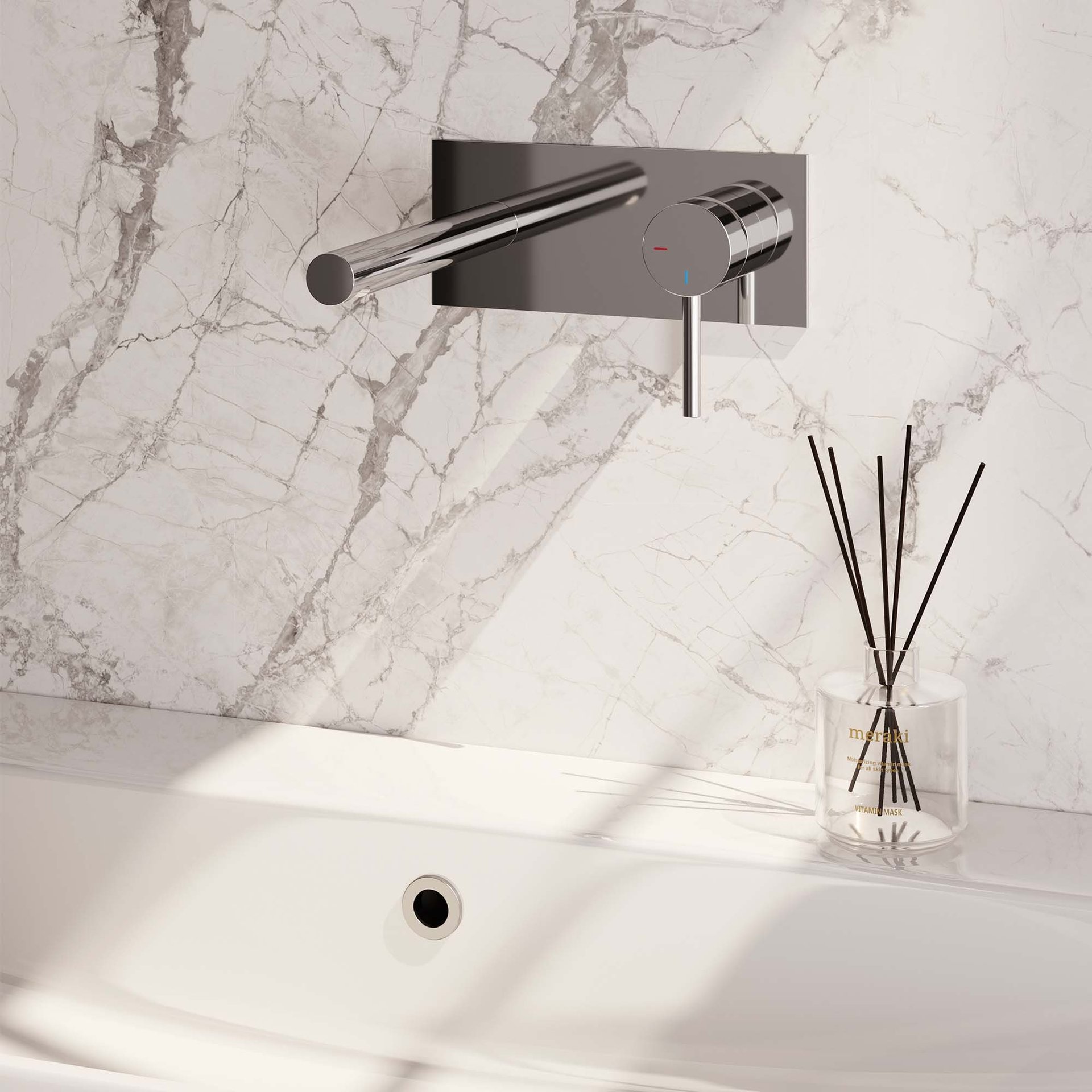 BRAUER Chrome Edition inbouw wastafelmengkraan met rechte uitloop en afdekplaat model A1 chroom