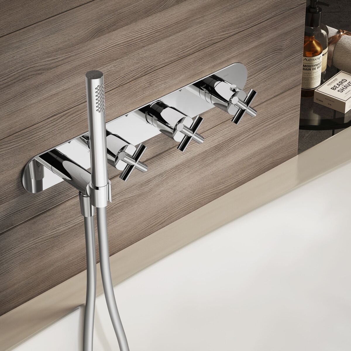 Hotbath Chap Inbouw Badthermostaatkraan Met 2 Stopkranen En Handdouche Chroom