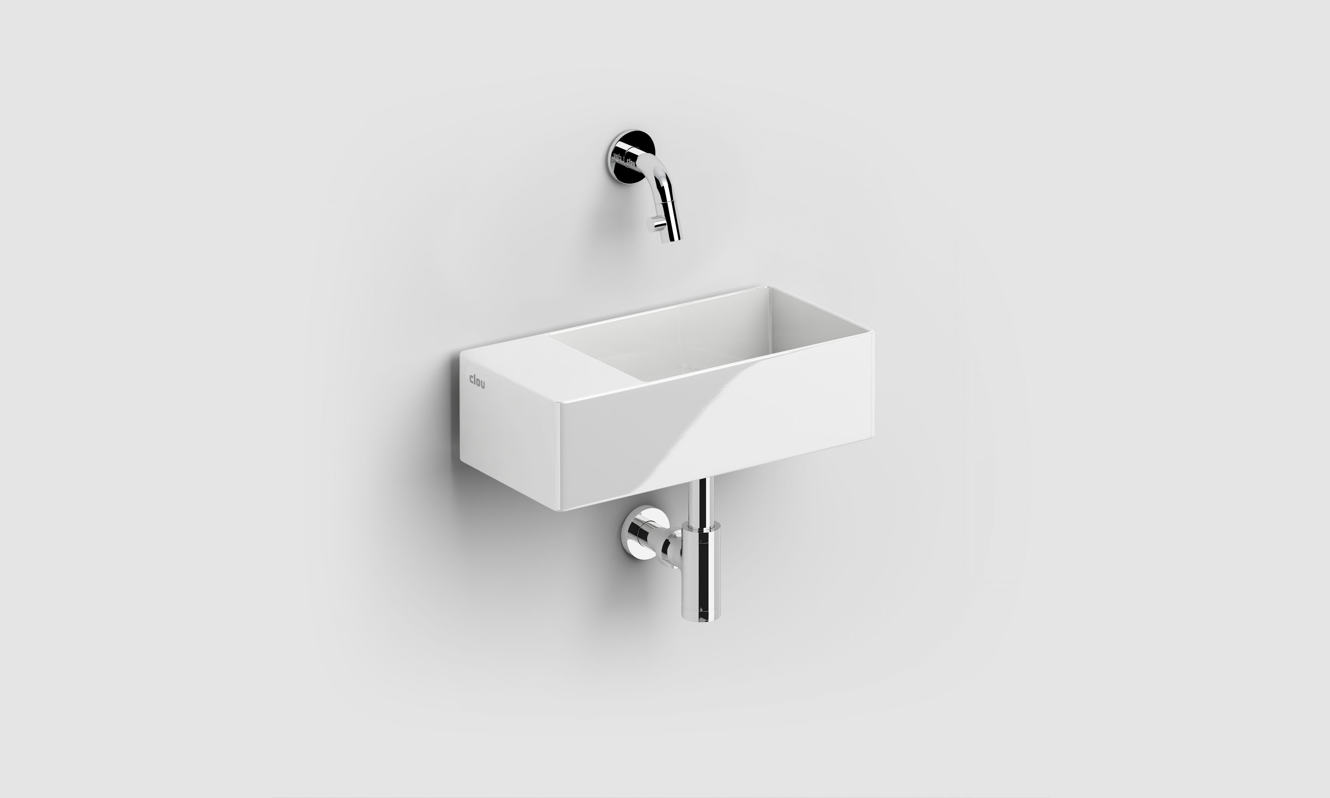 Clou New Flush fontein 35x18cm inclusief afvoerset zonder kraangat Keramiek Wit