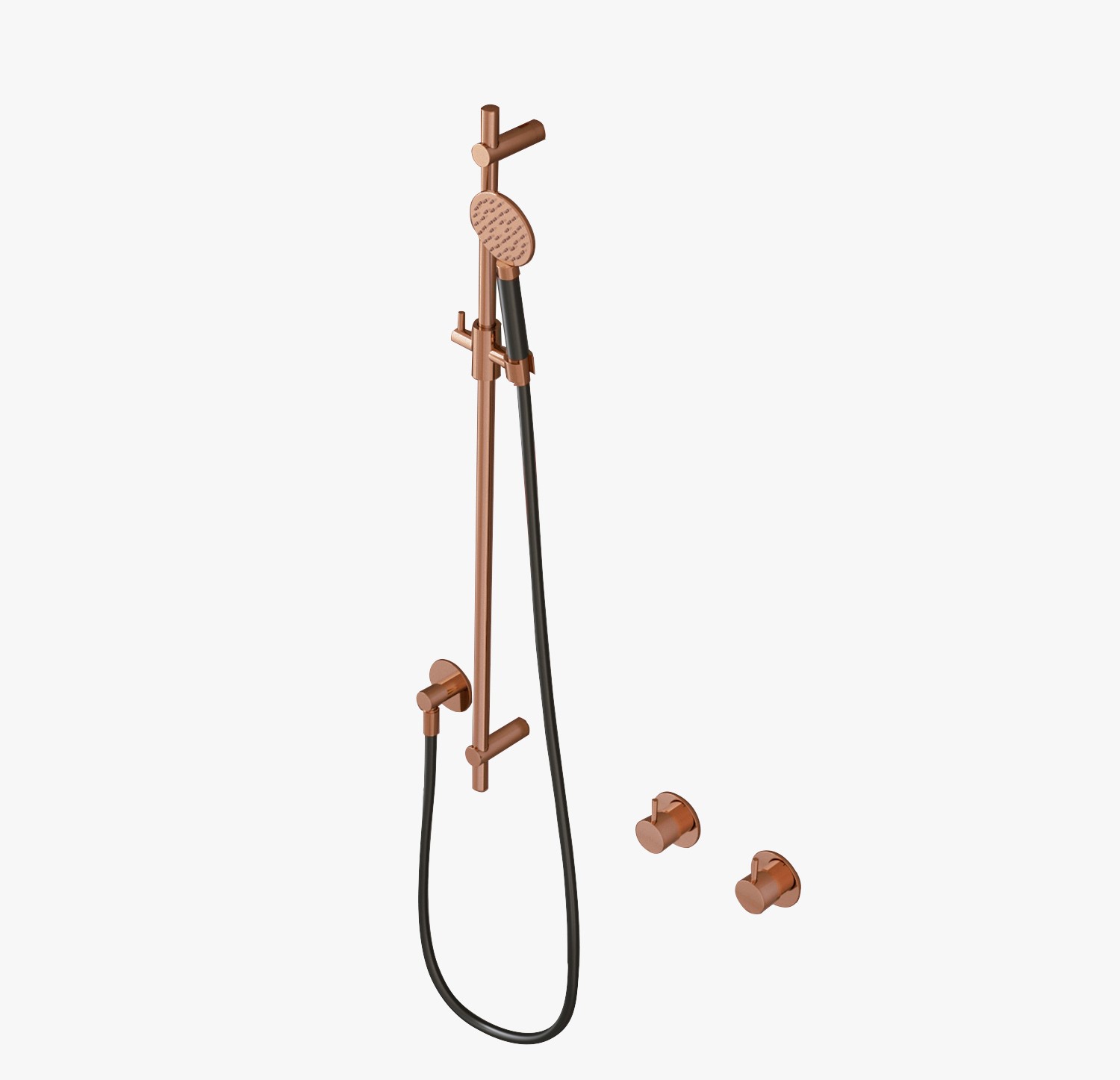 Hotbath Glijstang 90cm Met Wandaansluitbocht, Doucheslang 150cm En Ronde Handdouche Geborsteld Koper - Living Colours