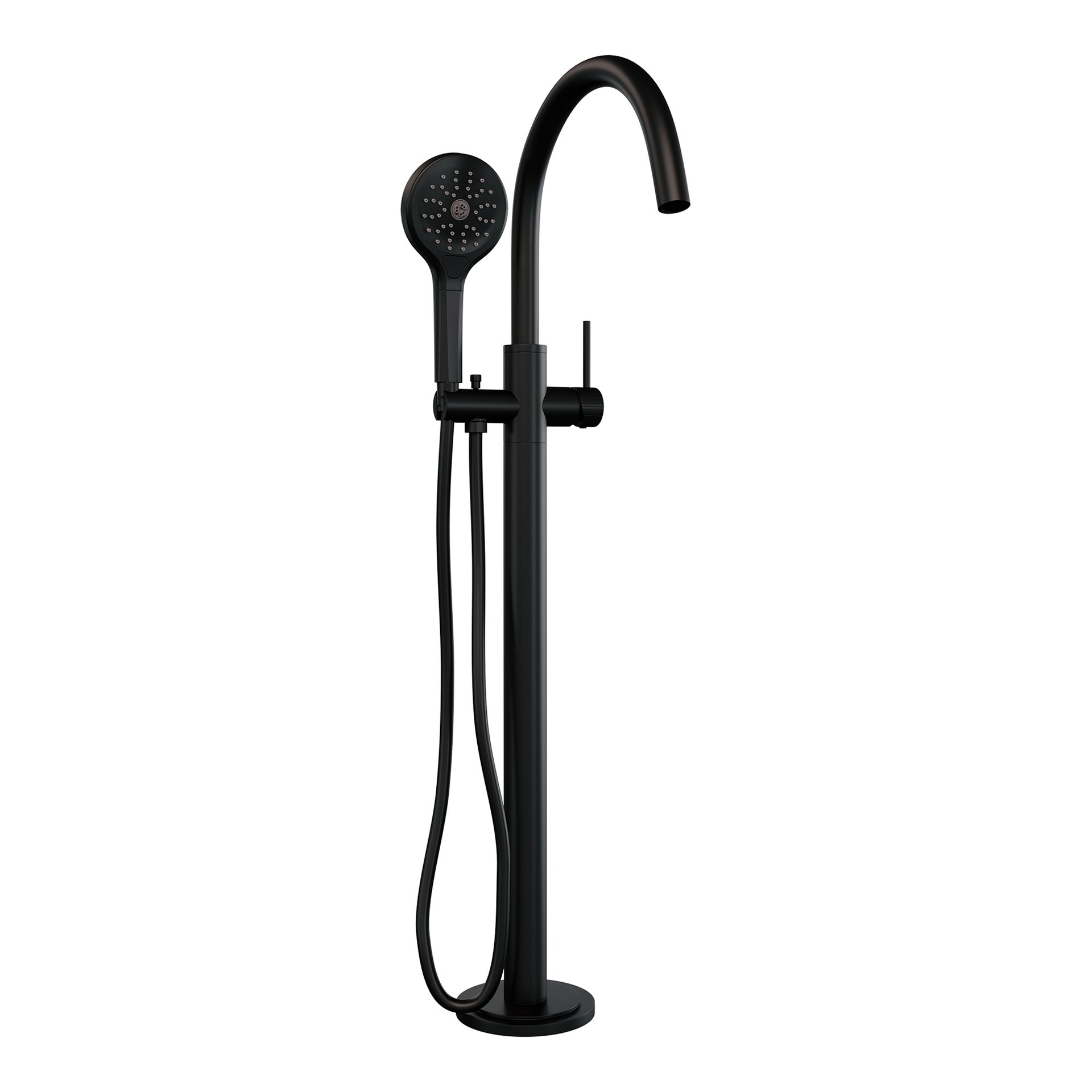 BRAUER Stripe vrijstaande badmengkraan SET 02 met 3-standen handdouche en doucheslang mat zwart
