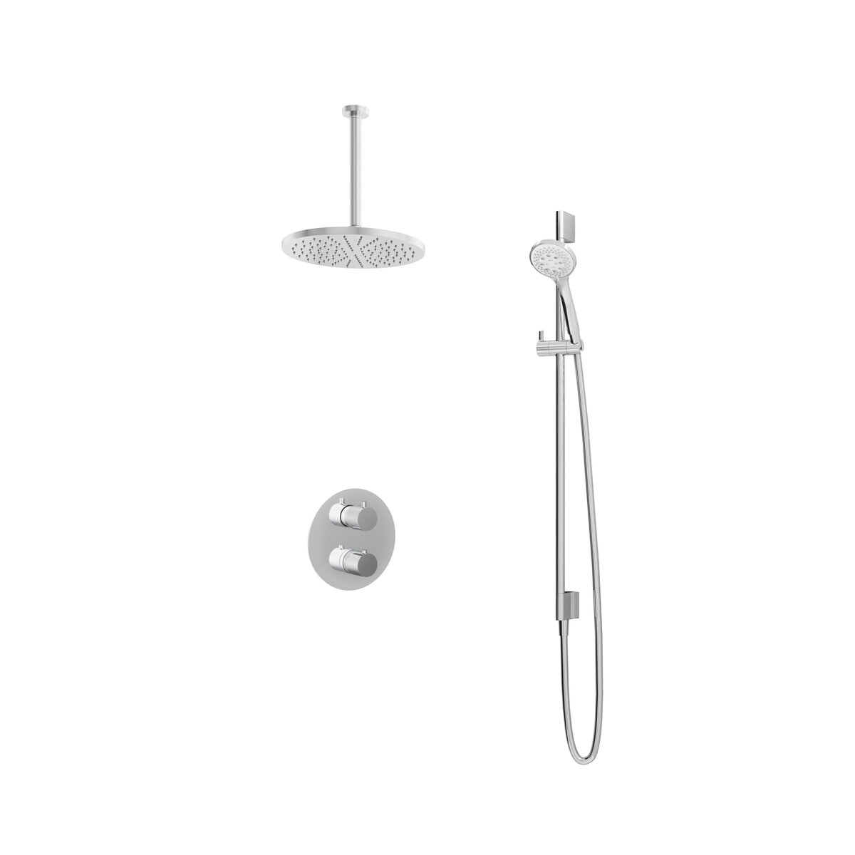 Hotbath Buddy Inbouw Regendoucheset Met 2-Weg-Omstel, Plafondbuis 30cm, Hoofddouche 30cm en 3-Standen Handdouche Chroom