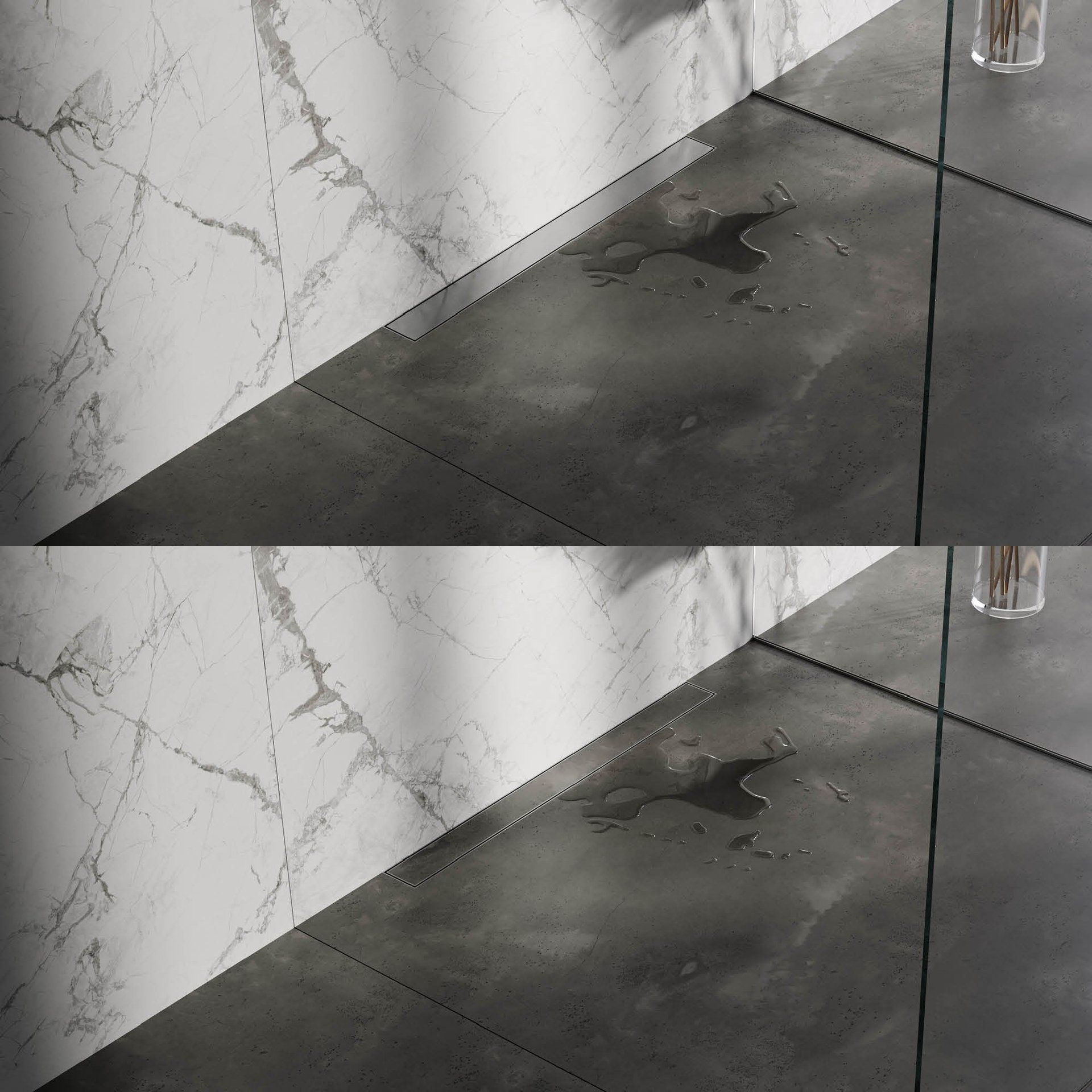 BRAUER Douchegoot met multifunctioneel rooster en flens voor wandmontage 7 x 80 RVS geborsteld