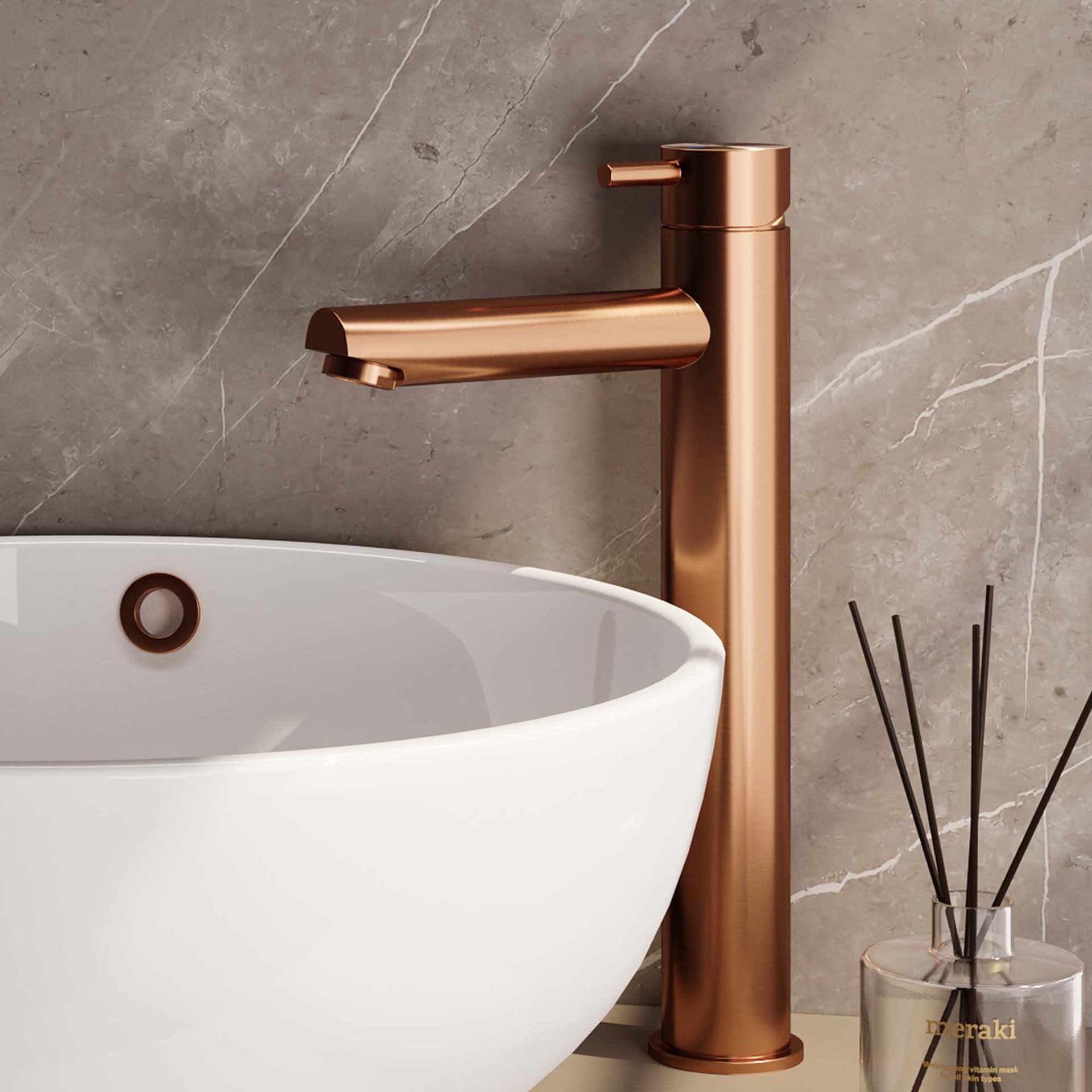 BRAUER Copper Edition verhoogde opbouw wastafelmengkraan model B koper geborsteld PVD