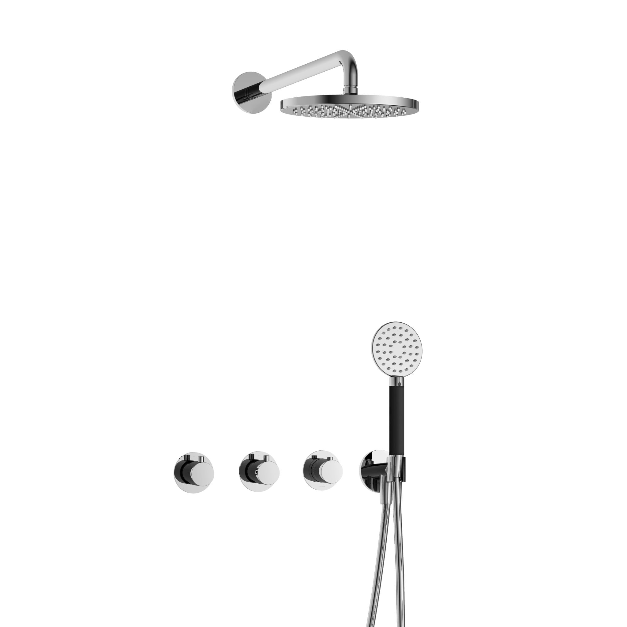 Hotbath Cobber Inbouw Regendoucheset Met Thermostaatkraan, 2 Stopkranen, Wandarm, Hoofddouche 20cm En 3-Standen Handdouche Chroom