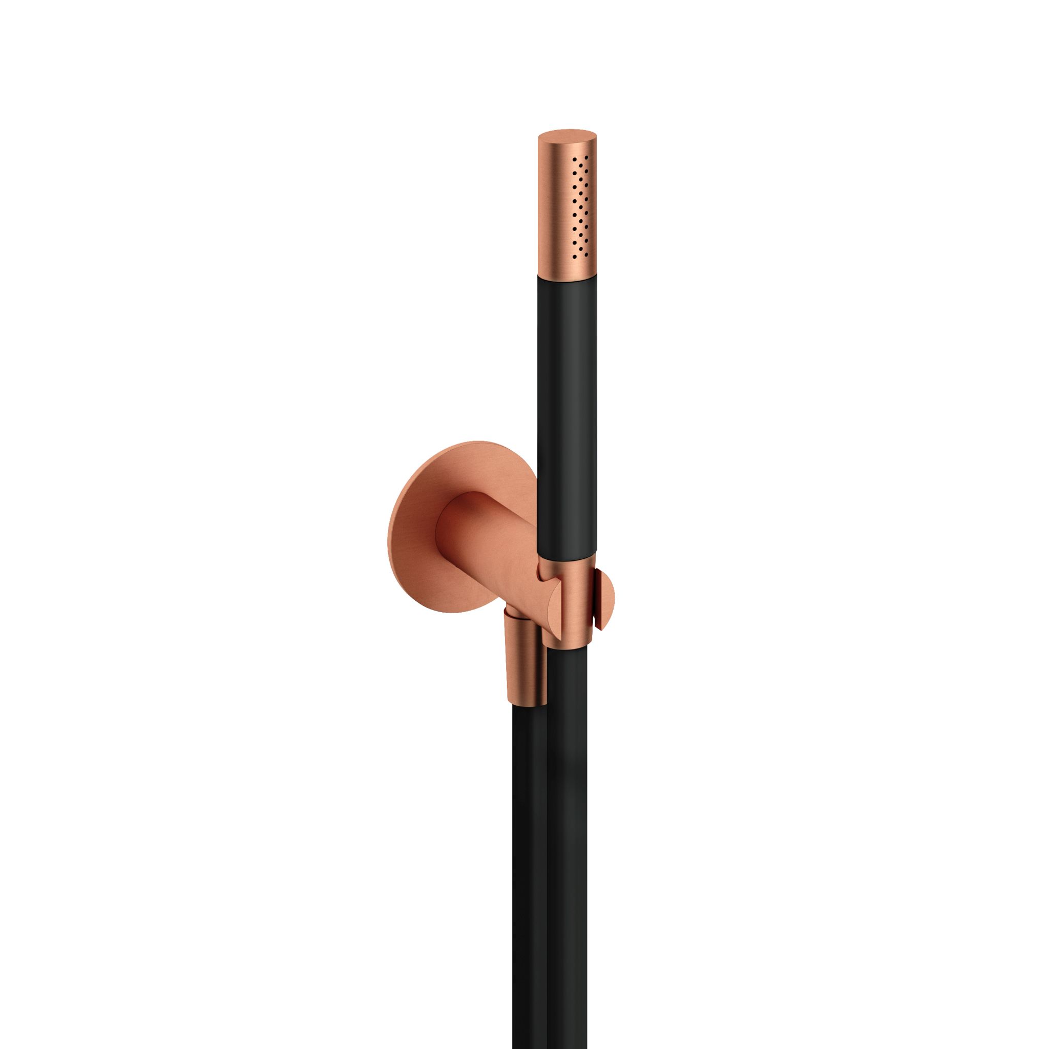 Hotbath Cobber Staafhanddouche Met Wandsteun, Muuruitslaat En Doucheslang 150cm Geborsteld Koper - Living Colours