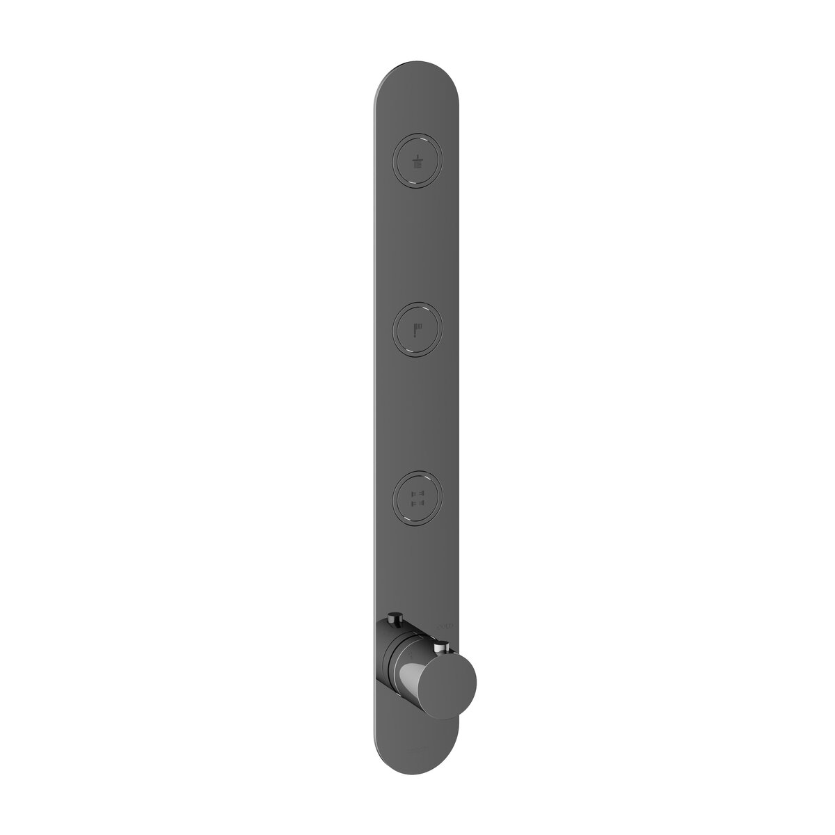 Hotbath Cobber Afbouwdeel - Inbouw Thermostaatkraan Met 3 Pushbuttons Verticale Plaatsing Zwart Chroom