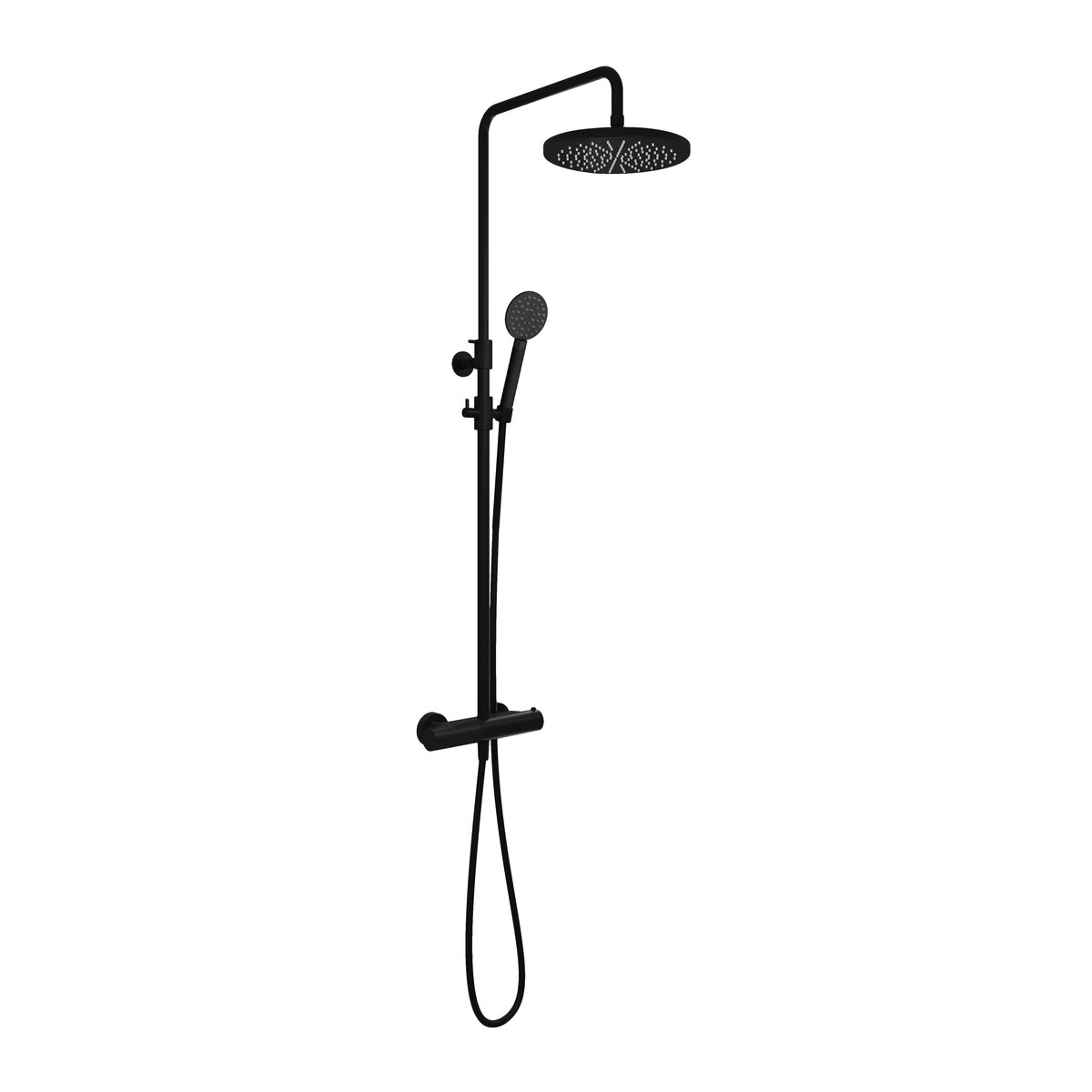 Hotbath Cobber Opbouw Regendoucheset Met Thermostaatkraan Met 30cm Ronde Hoofddouche en Ronde Handdouche Mat Zwart