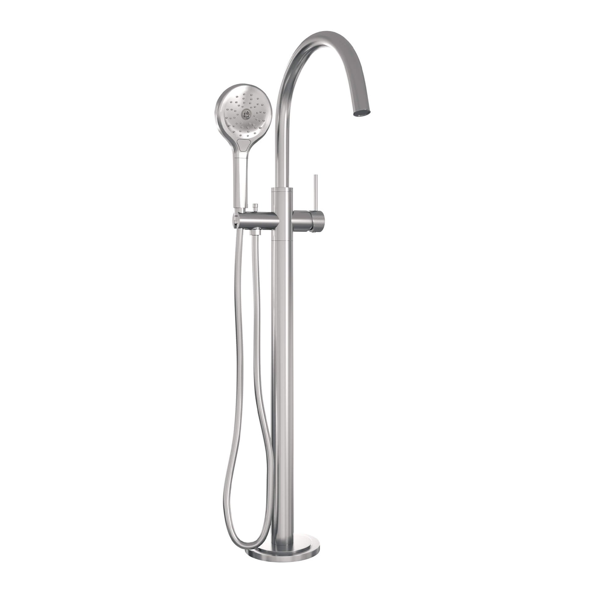 BRAUER Brushed Carving vrijstaande badmengkraan SET 02 met 3-standen handdouche en doucheslang RVS geborsteld PVD
