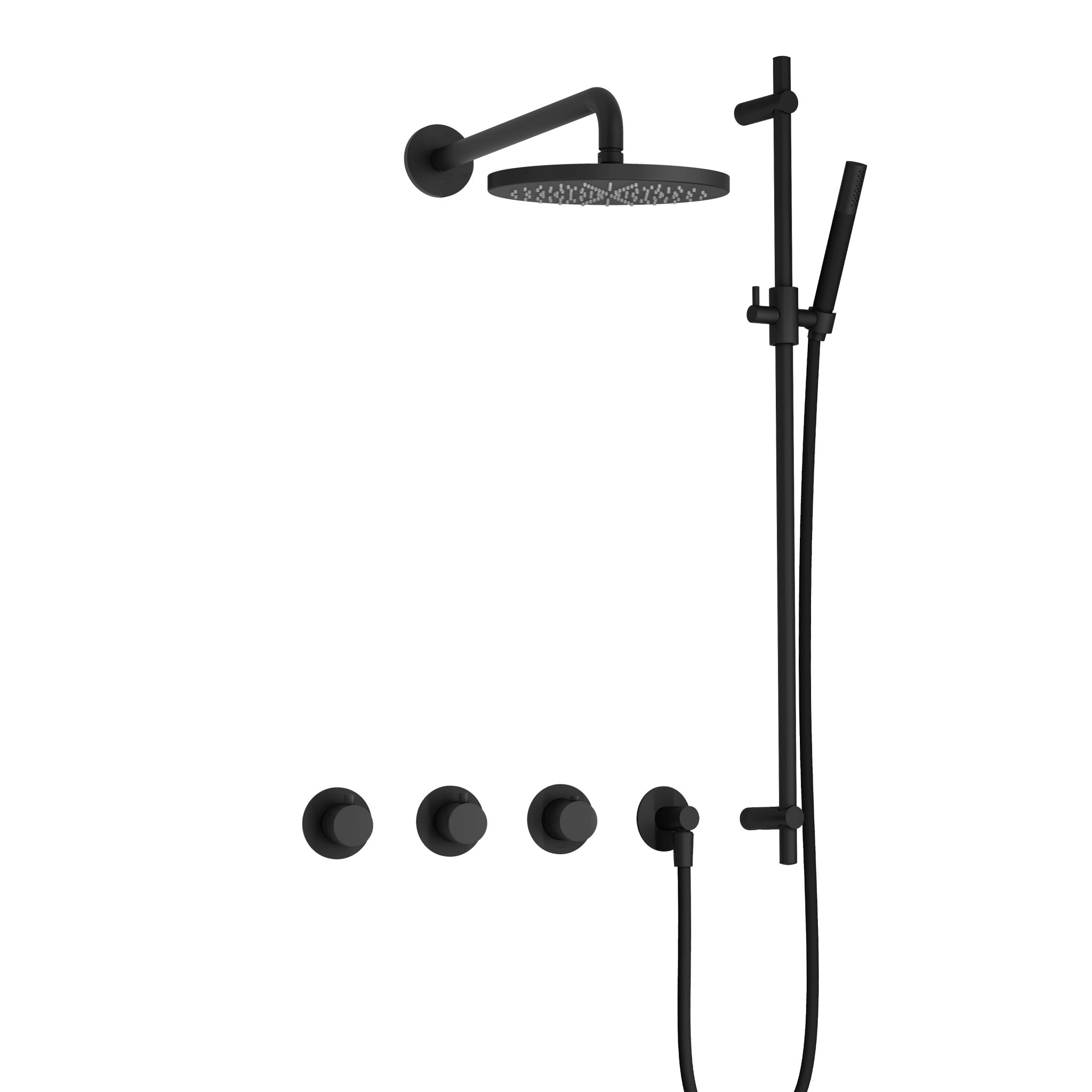 Hotbath Cobber Inbouw Regendoucheset Met Thermostaatkraan, 2 Stopkranen, Wandarm, Hoofddouche 20cm, Staafhanddouche En Glijstang Mat Zwart