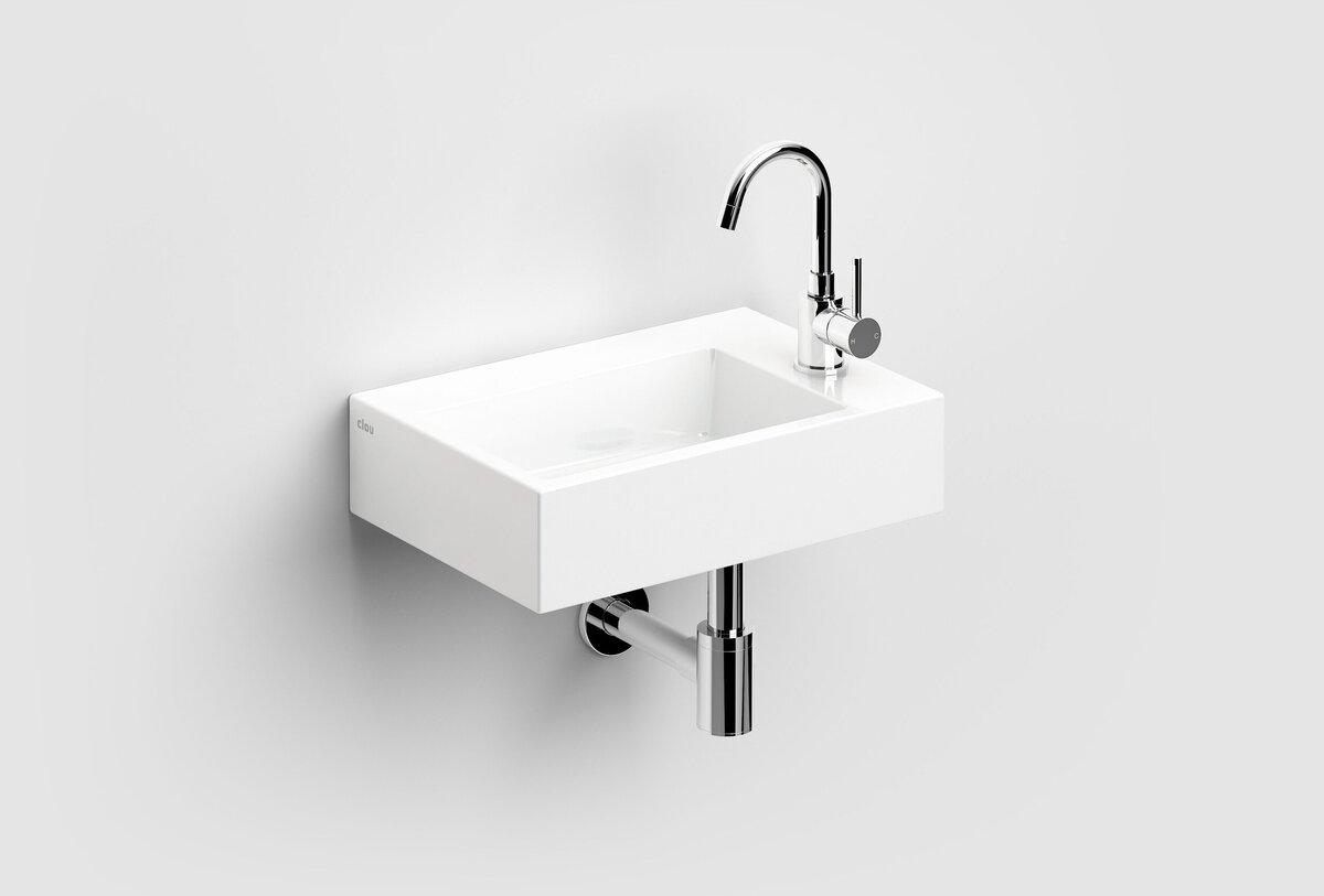 Clou Flush 2 Plus fontein 42.5x10.5cm kraangat zonder plug Keramiek Wit