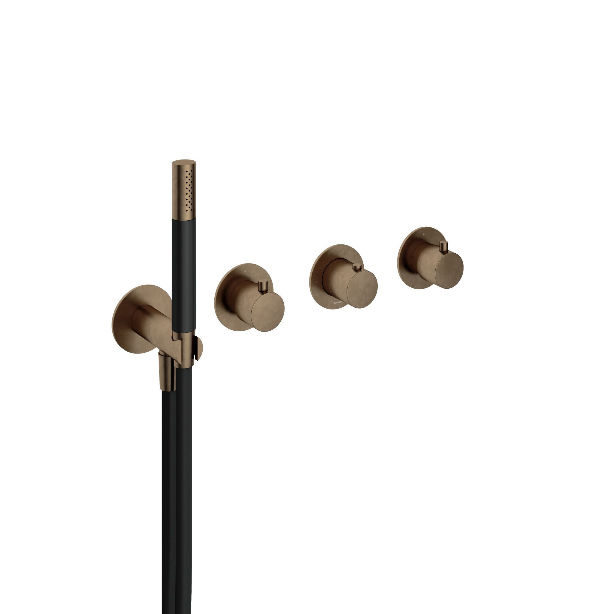 Hotbath Cobber Afbouwdeel - Inbouw Thermostaat Met 2 Stopkranen En Handdouche Verouderd Messing - Living Colours