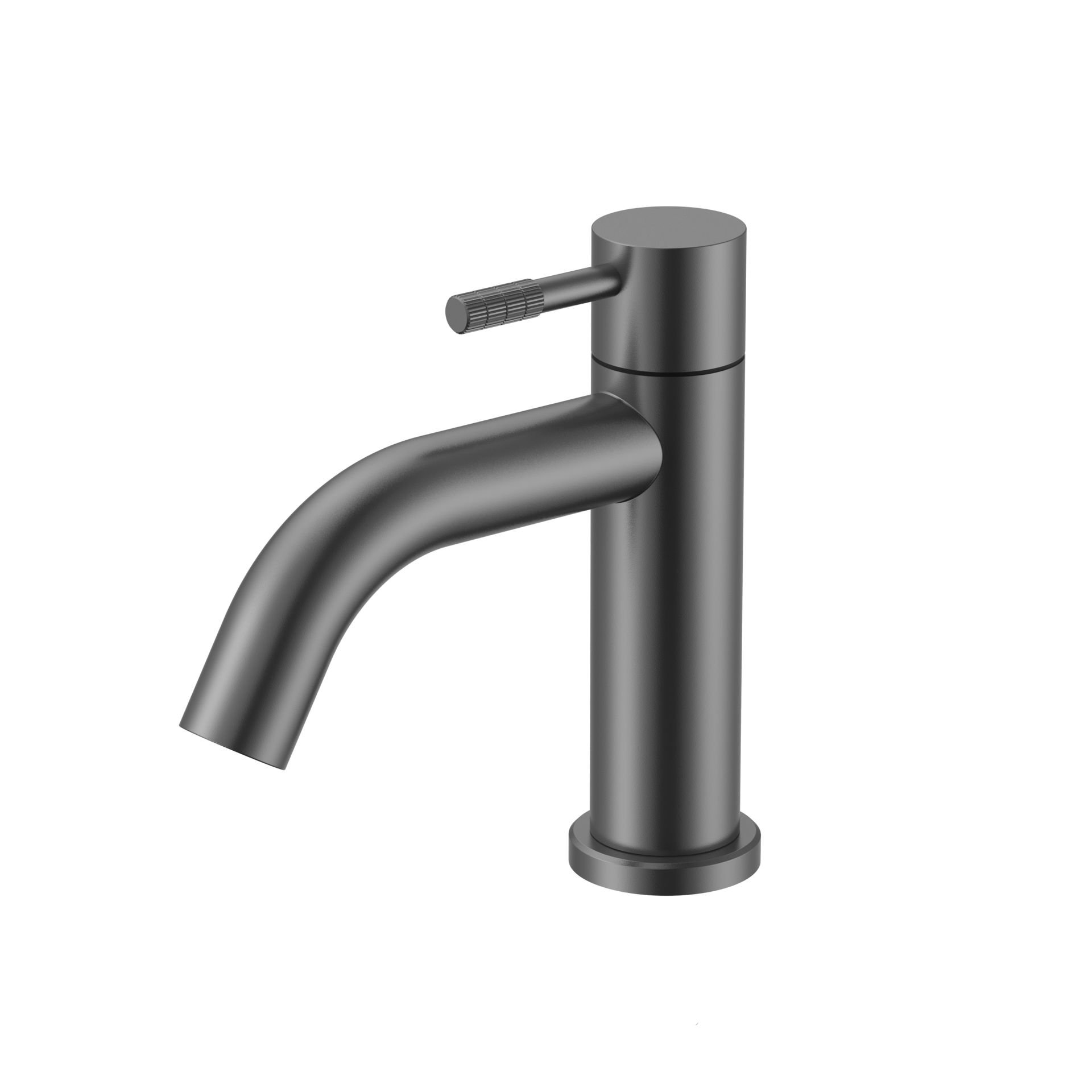Stria Koudwaterkraan - Hendel Met Verfijnde Ribbelstructuur - Zonder Afvoerplug - Gunmetal (PVD)