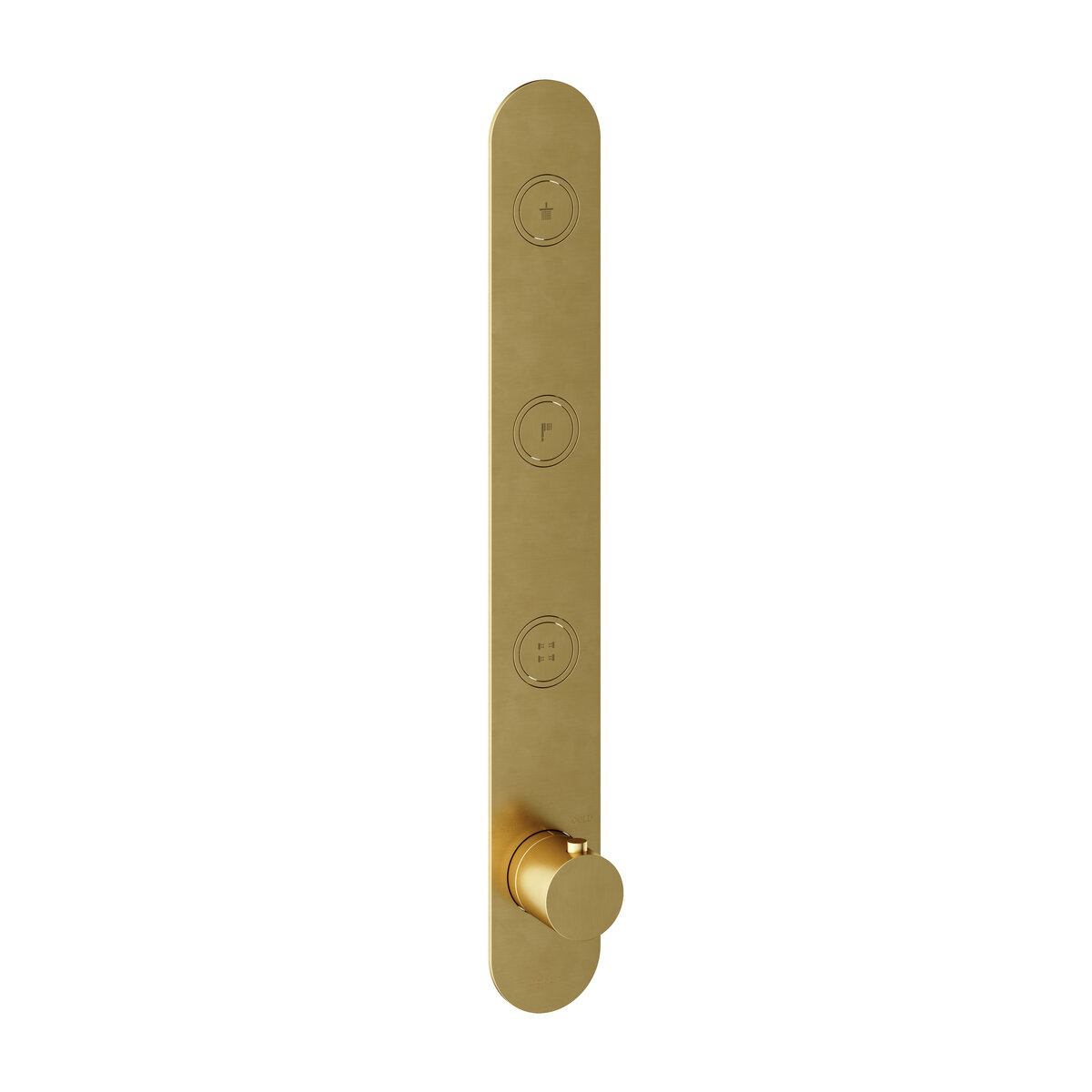 Hotbath Cobber Afbouwdeel - Inbouw Thermostaatkraan Met 3 Pushbuttons Verticale Plaatsing Geborsteld Messing PVD