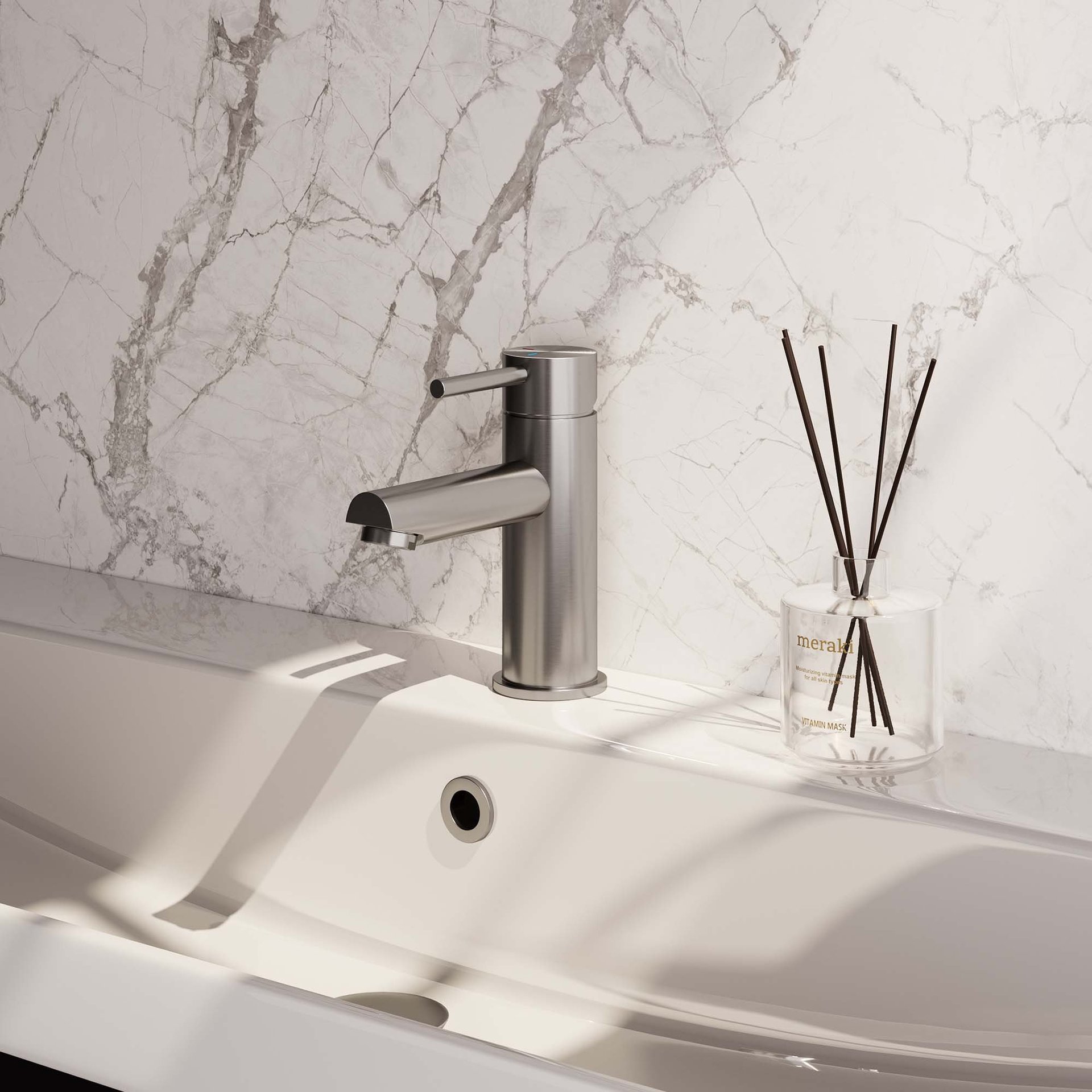 BRAUER Stripe lage opbouw wastafelmengkraan model A RVS-kleurig geborsteld PVD