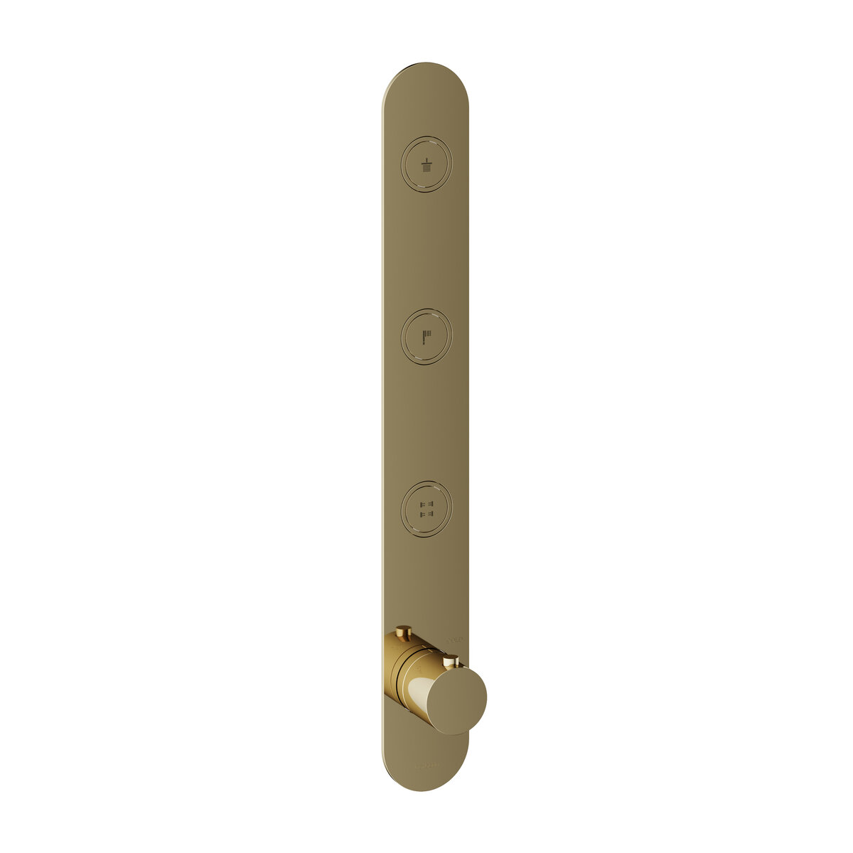 Hotbath Cobber Afbouwdeel - Inbouw Thermostaatkraan Met 3 Pushbuttons Verticale Plaatsing Gepolijst Messing - Living Colours