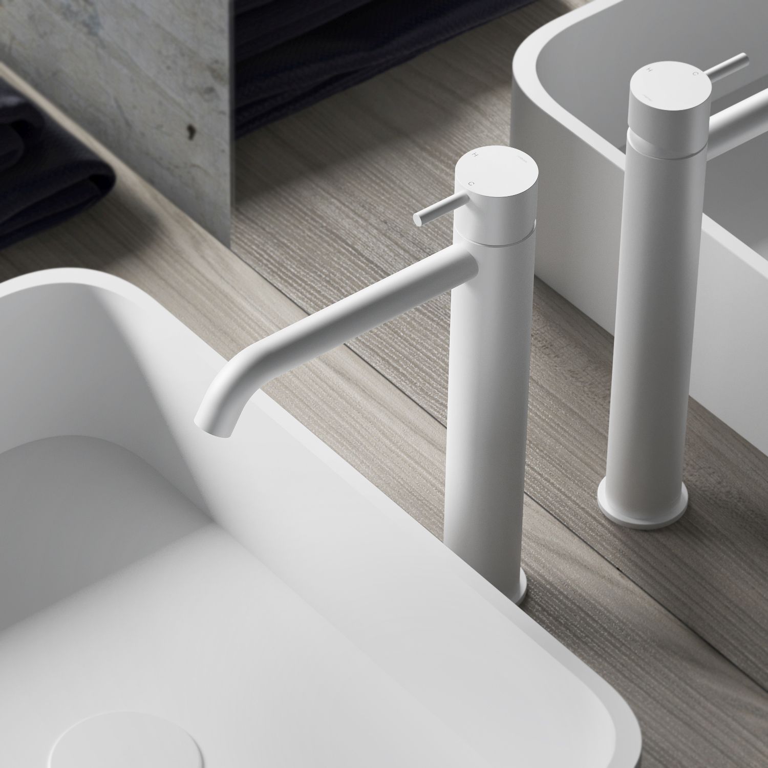 Hotbath Cobber Opbouw Hoge Wastafelmengkraan Met Gebogen Uitloop Mat Wit