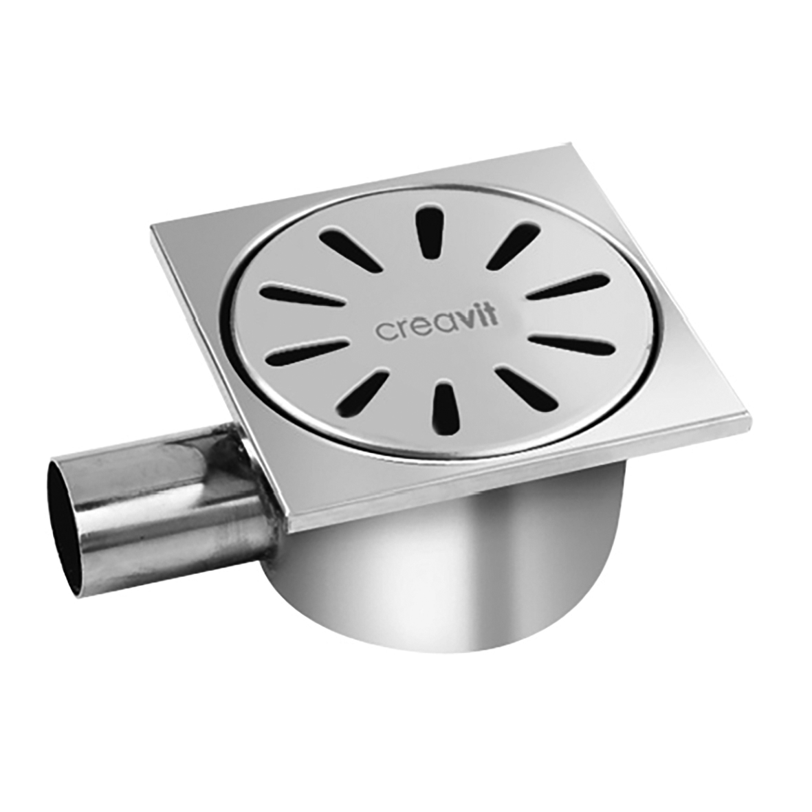 Creavit Doucheput met zij-aansluiting 15x15 rvs
