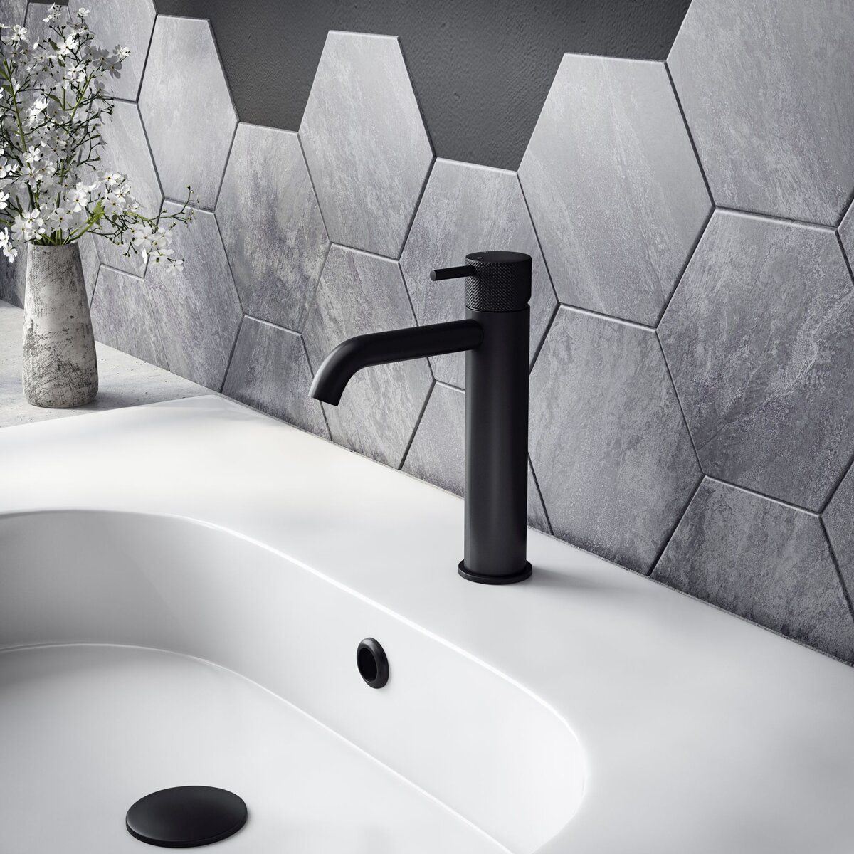 Hotbath Cobber X Opbouw Wastafelmengkraan Middelhoog Mat Zwart