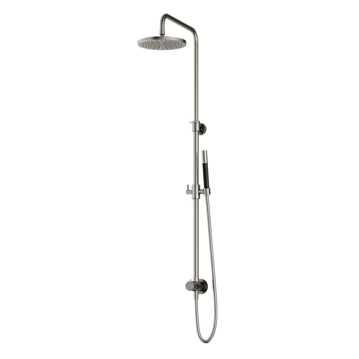 Hotbath Cobber Opbouw Regendoucheset Met Omstel, Hoofddouche 20cm En Staafhanddouche Geborsteld Nikkel