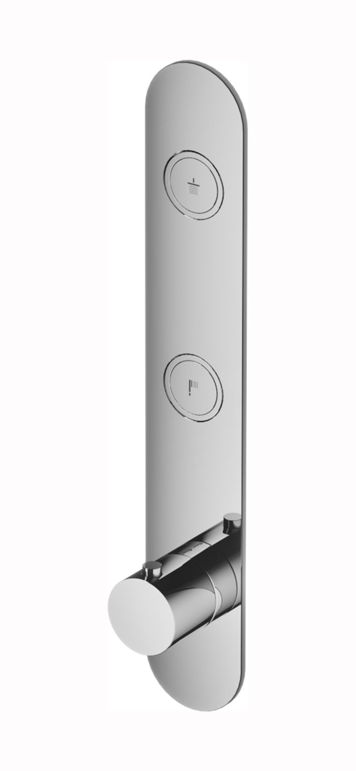 Hotbath Cobber Afbouwdeel - Inbouw Thermostaatkraan Met 2 Pushbuttons Verticale Plaatsing Chroom