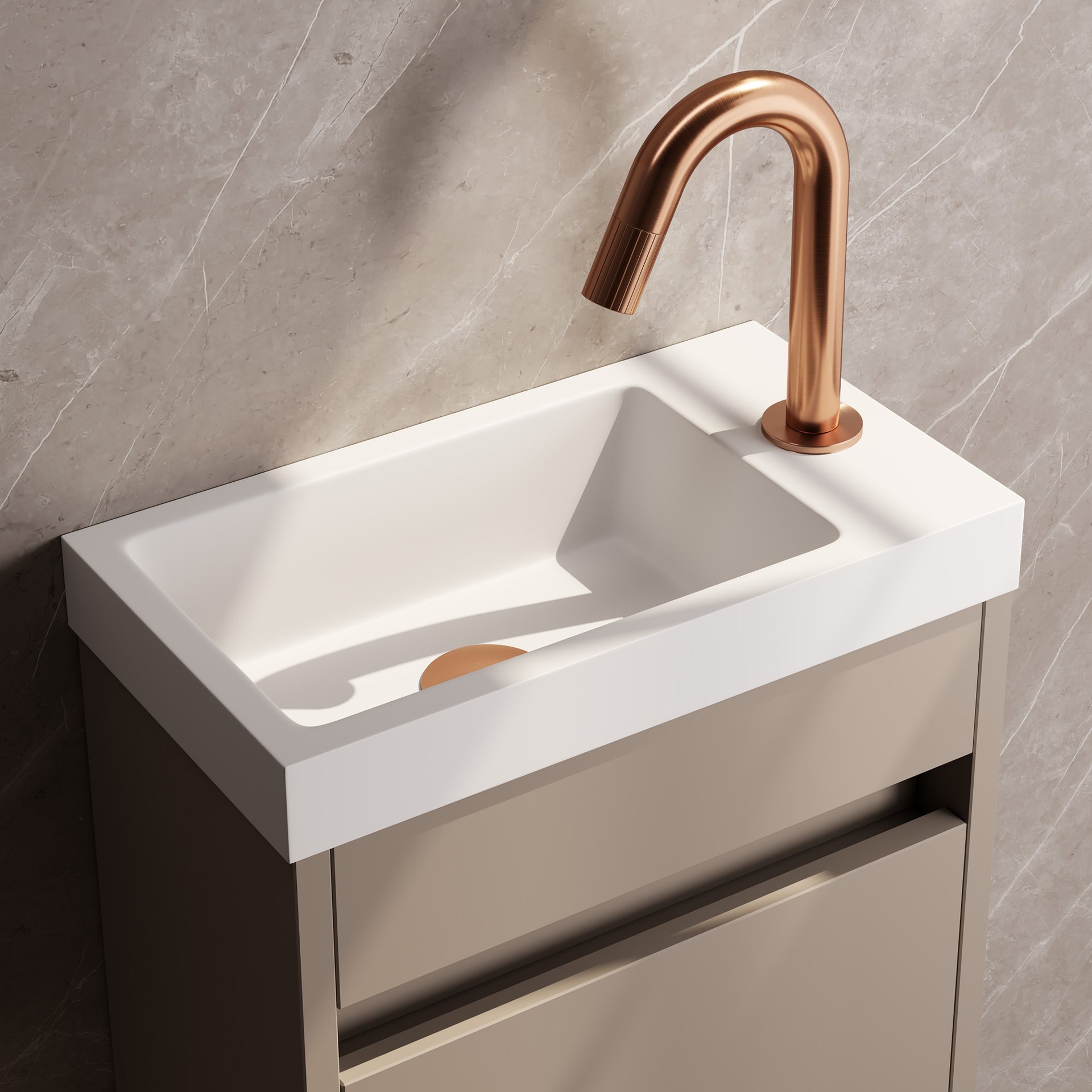 BRAUER Stripe opbouw fonteinkraan met gebogen uitloop koper geborsteld PVD