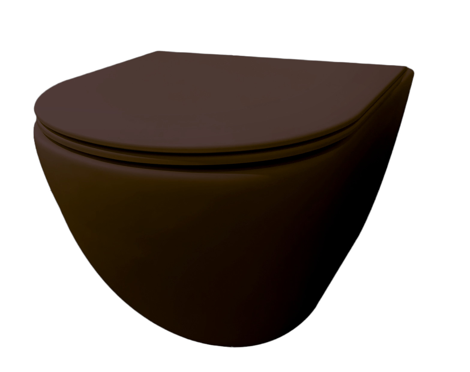 Best-Design "Morrano-49-Zonder-Spoelrand" wandcloset blinde bevestiging incl. zitting Mat-donkerbruin