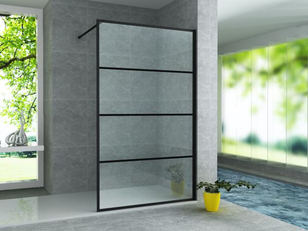 Creavit Aloni Inloopdouchewand Mat Zwart Lijnen 140x200cm 8mm