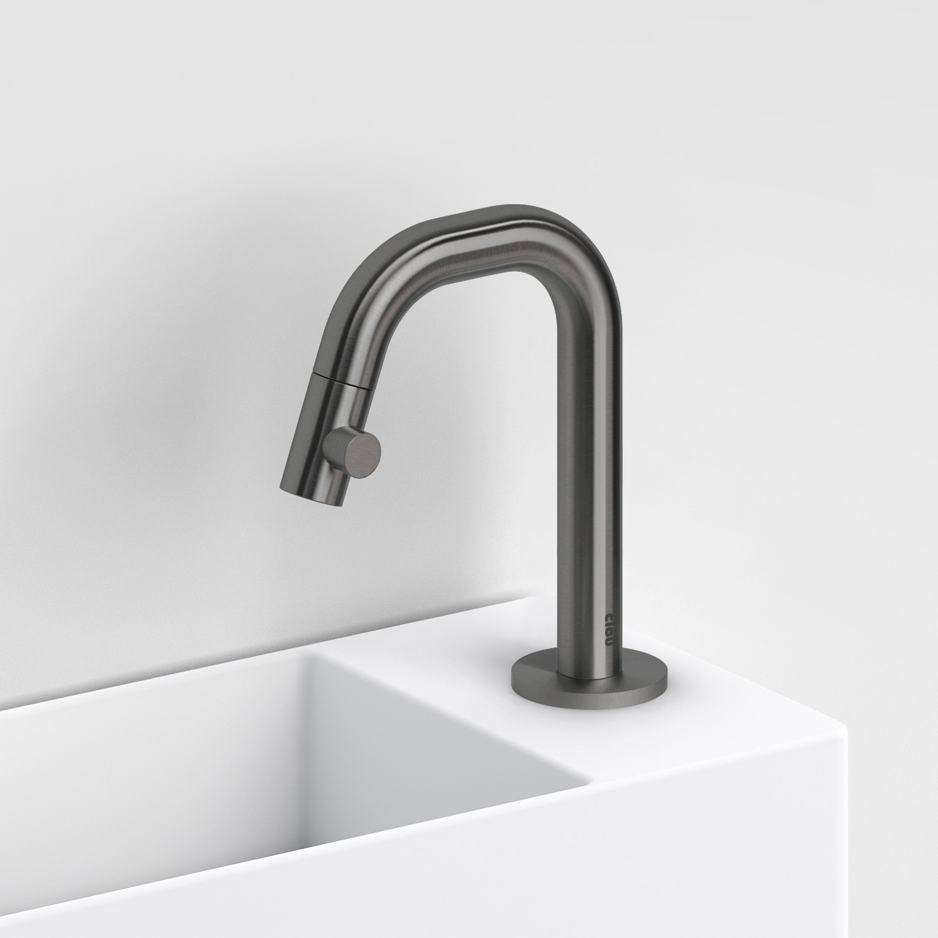 Clou Kaldur Staande Fonteinkraan Rechts Korte Uitloop 4.8x10.6x15.9 cm Geborsteld Gunmetal PVD