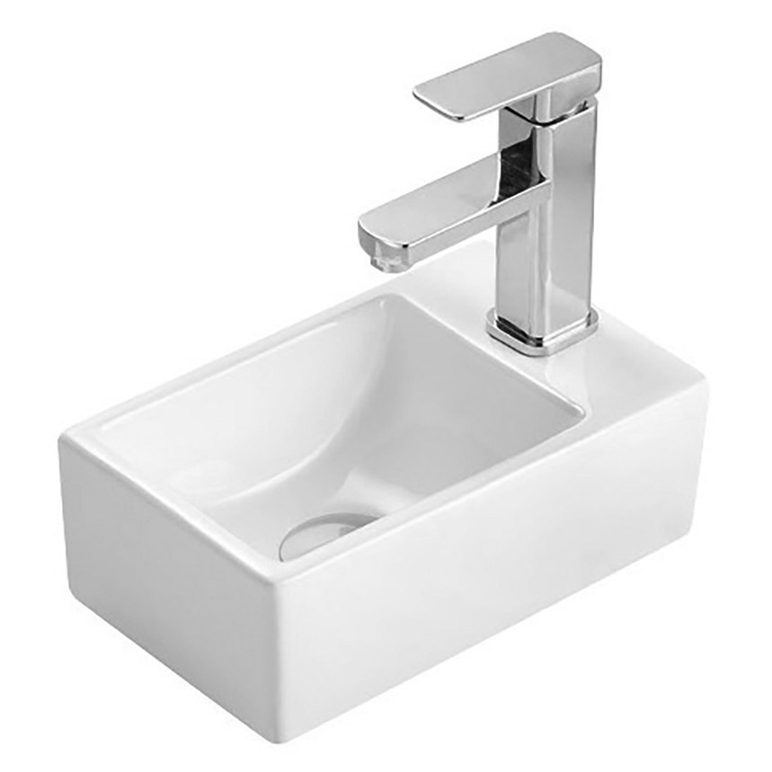 Aloni Keramiek Wastafel Wit Met Kraangat Rechts 30,5x19x10,5cm
