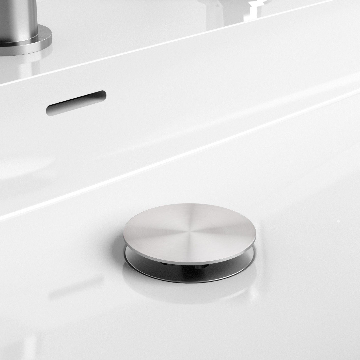 Clou Pollux Afvoerplug met Afdekkap niet Afsluitbaar 8x6.5 cm Geborsteld RVS