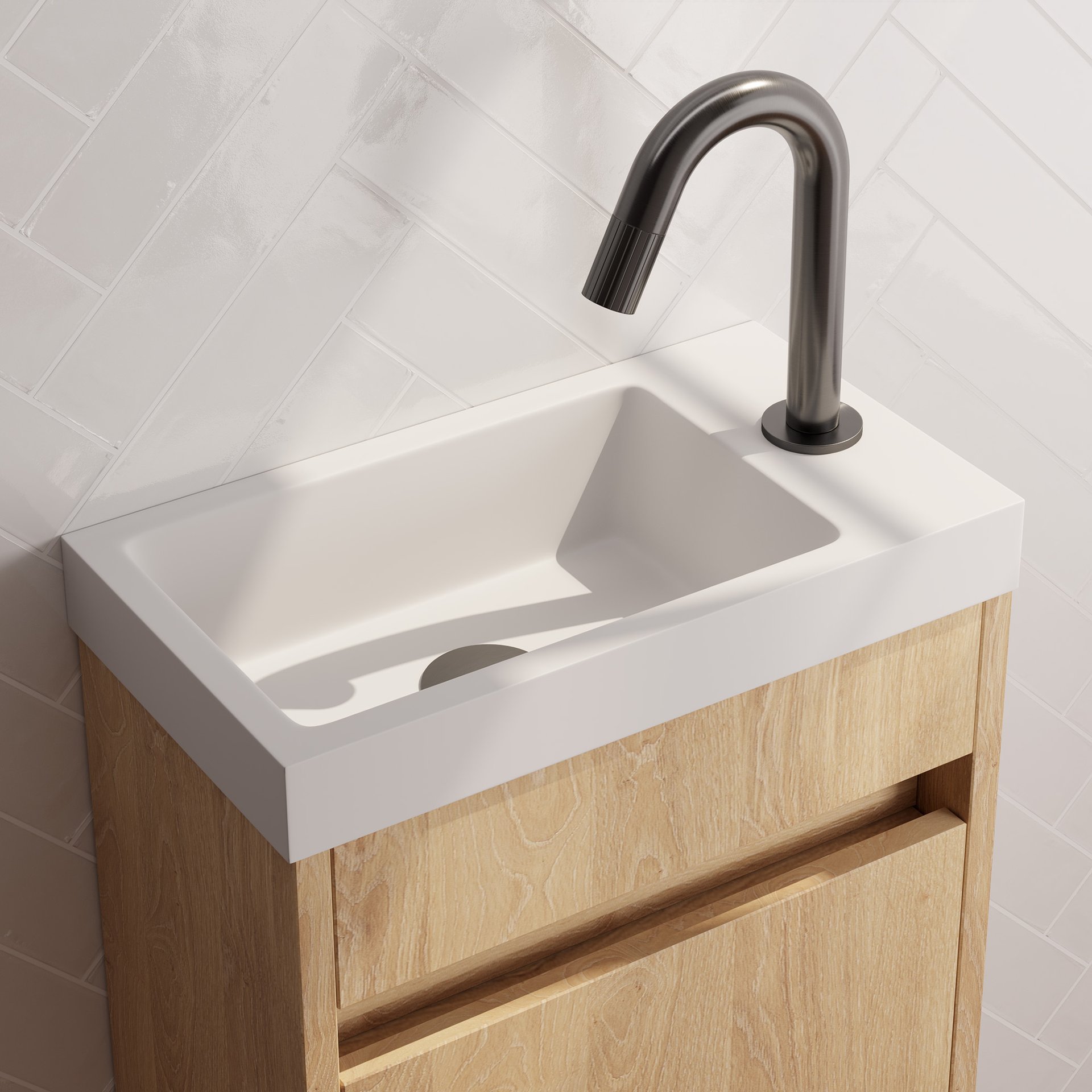 BRAUER Stripe opbouw fonteinkraan met gebogen uitloop gunmetal geborsteld PVD