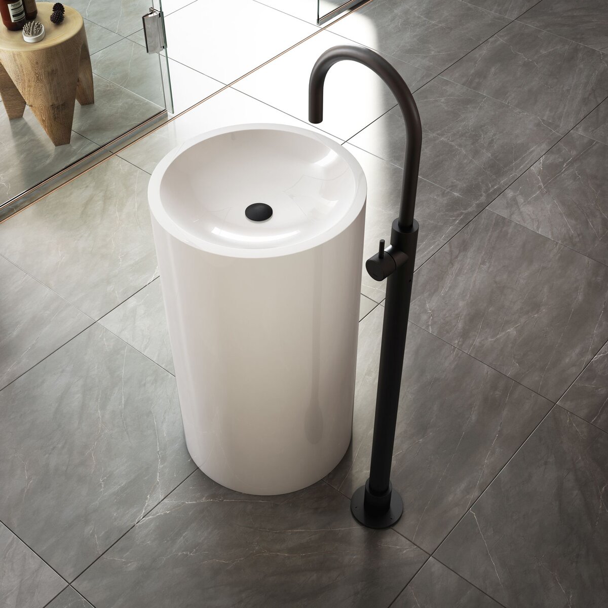 Hotbath Cobber X Afbouwdeel - Inbouw Wastafelmengkraan Met 25cm Uitloop Mat Zwart
