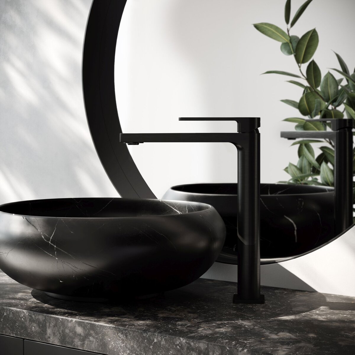 Hotbath Gal Opbouw Hoge Wastafelmengkraan Geborsteld Gunmetal PVD