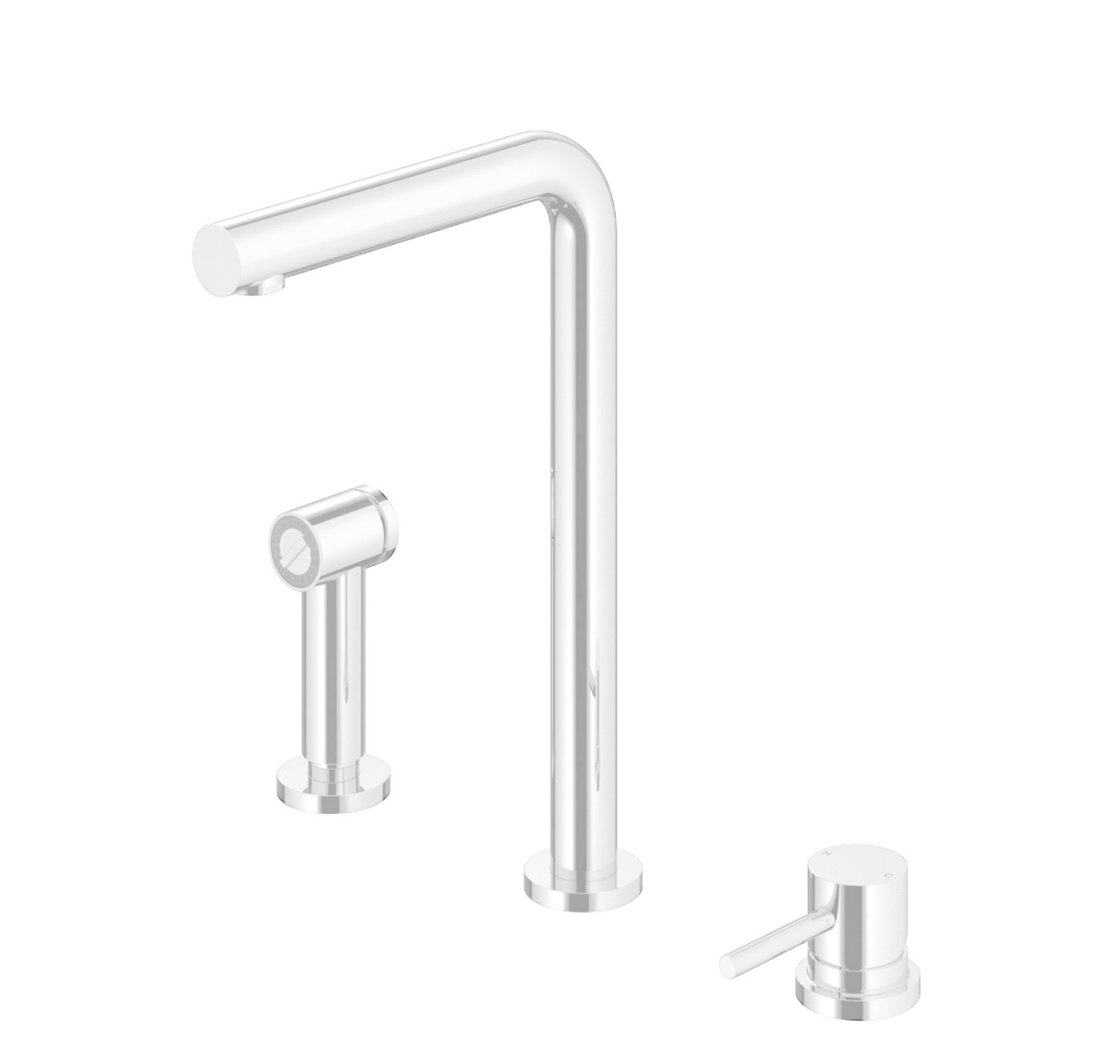 Hotbath Fellow Keukenmengkraan 3 Gats Met Handdouche Mat Wit