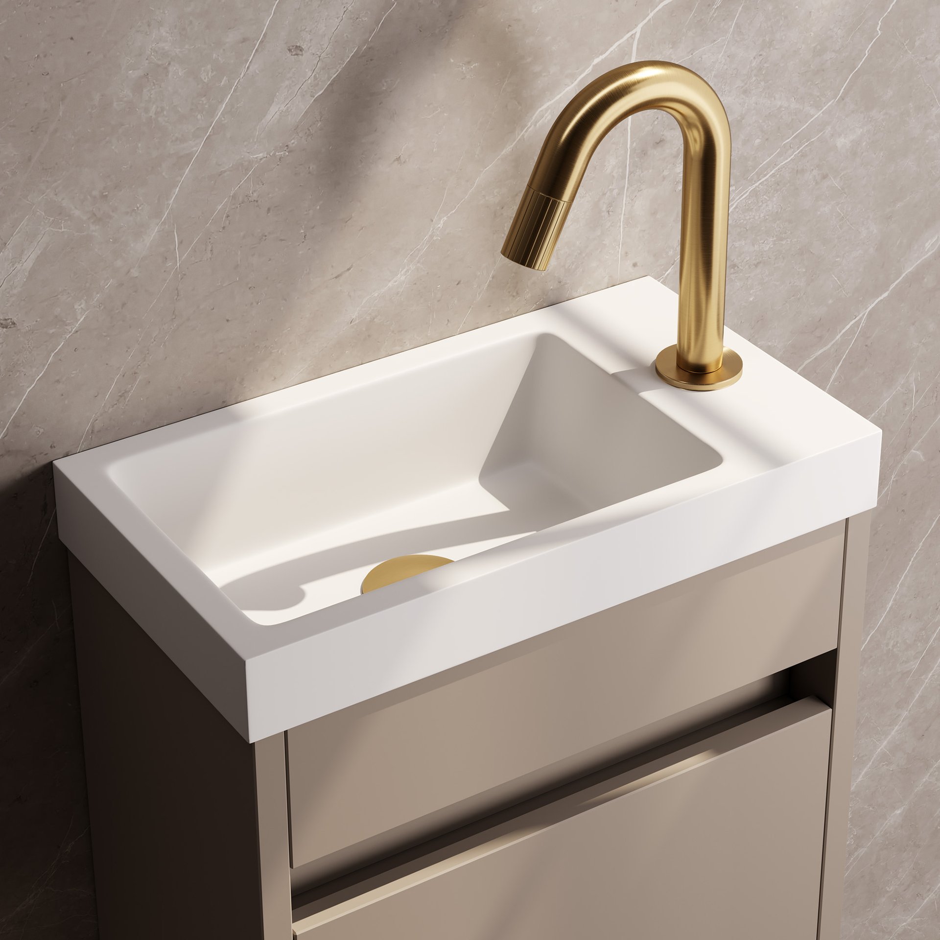 BRAUER Stripe opbouw fonteinkraan met gebogen uitloop goud geborsteld PVD
