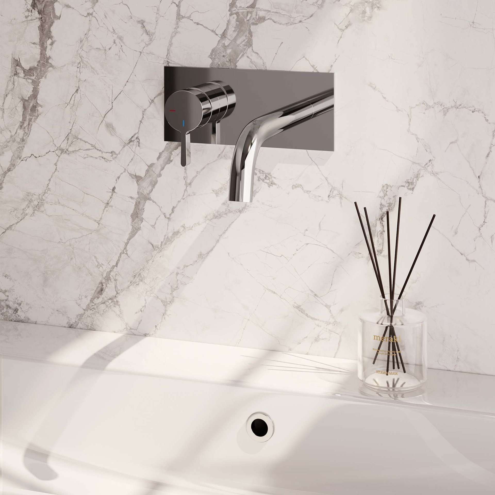 BRAUER Chrome Edition inbouw wastafelmengkraan met gebogen uitloop en afdekplaat model E2 chroom