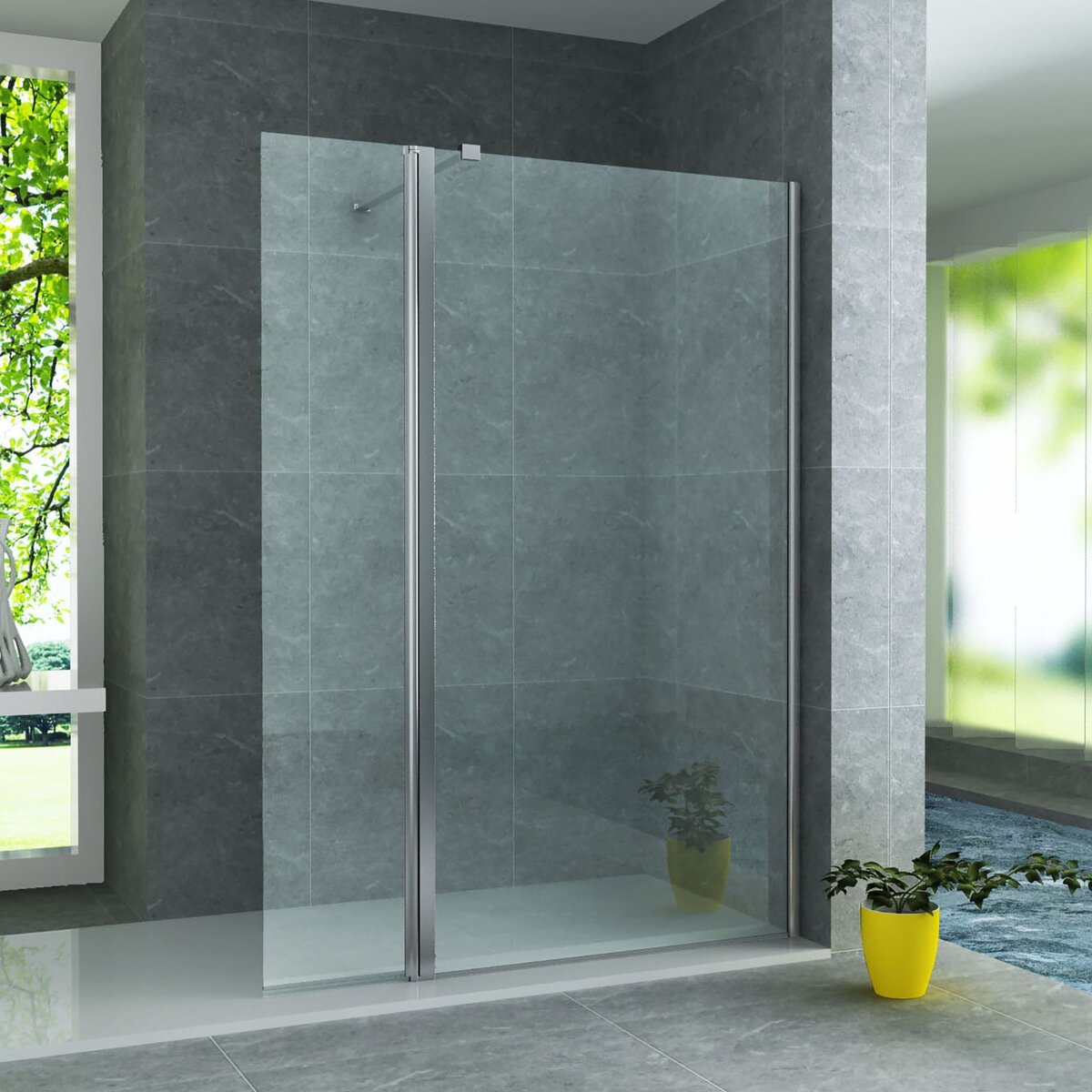 Aloni Inloopdouche / Douchewand - Beweegbare Zijwand - Chroom - 8mm - 50x200 cm