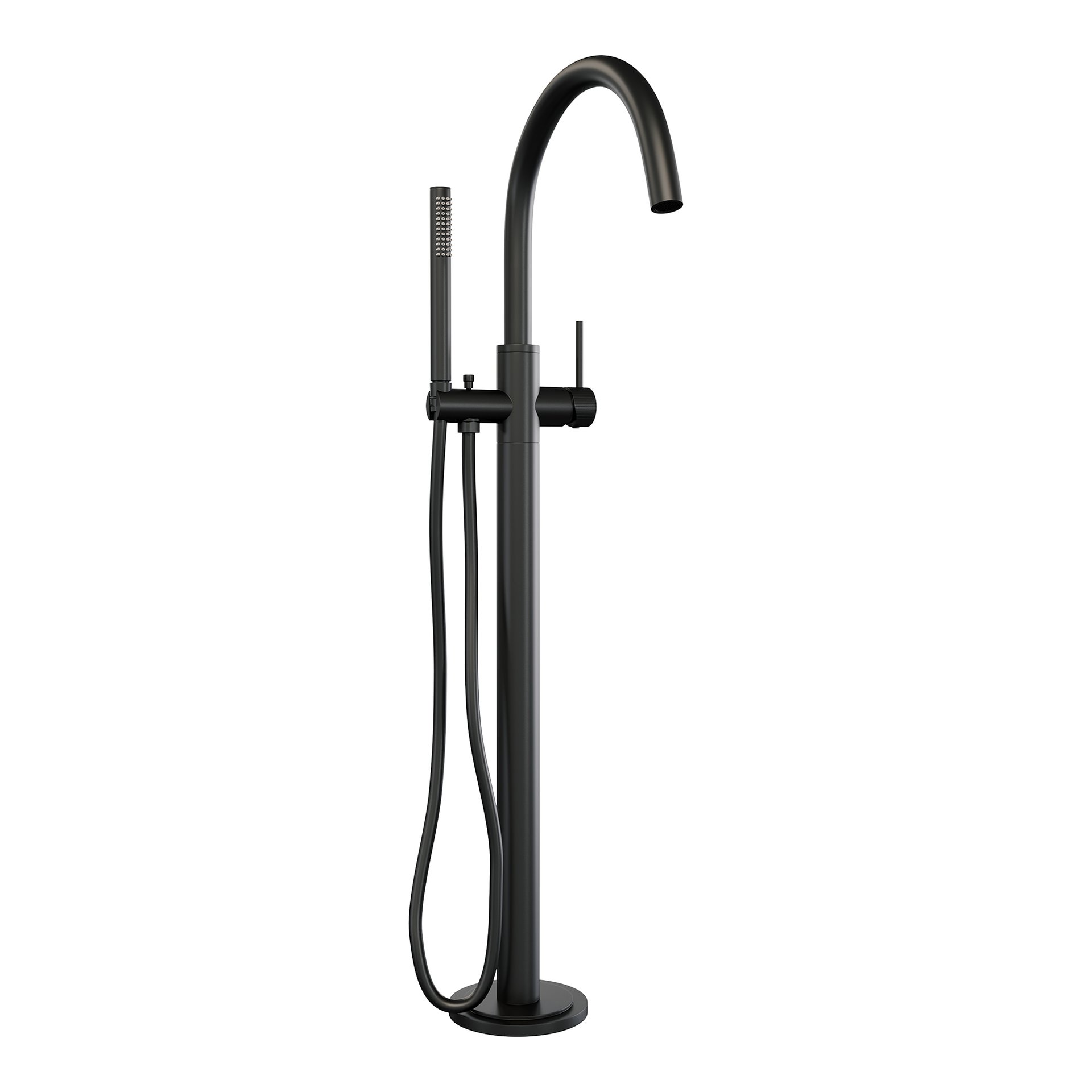 BRAUER Stripe vrijstaande badmengkraan SET 01 met staaf handdouche en doucheslang mat zwart